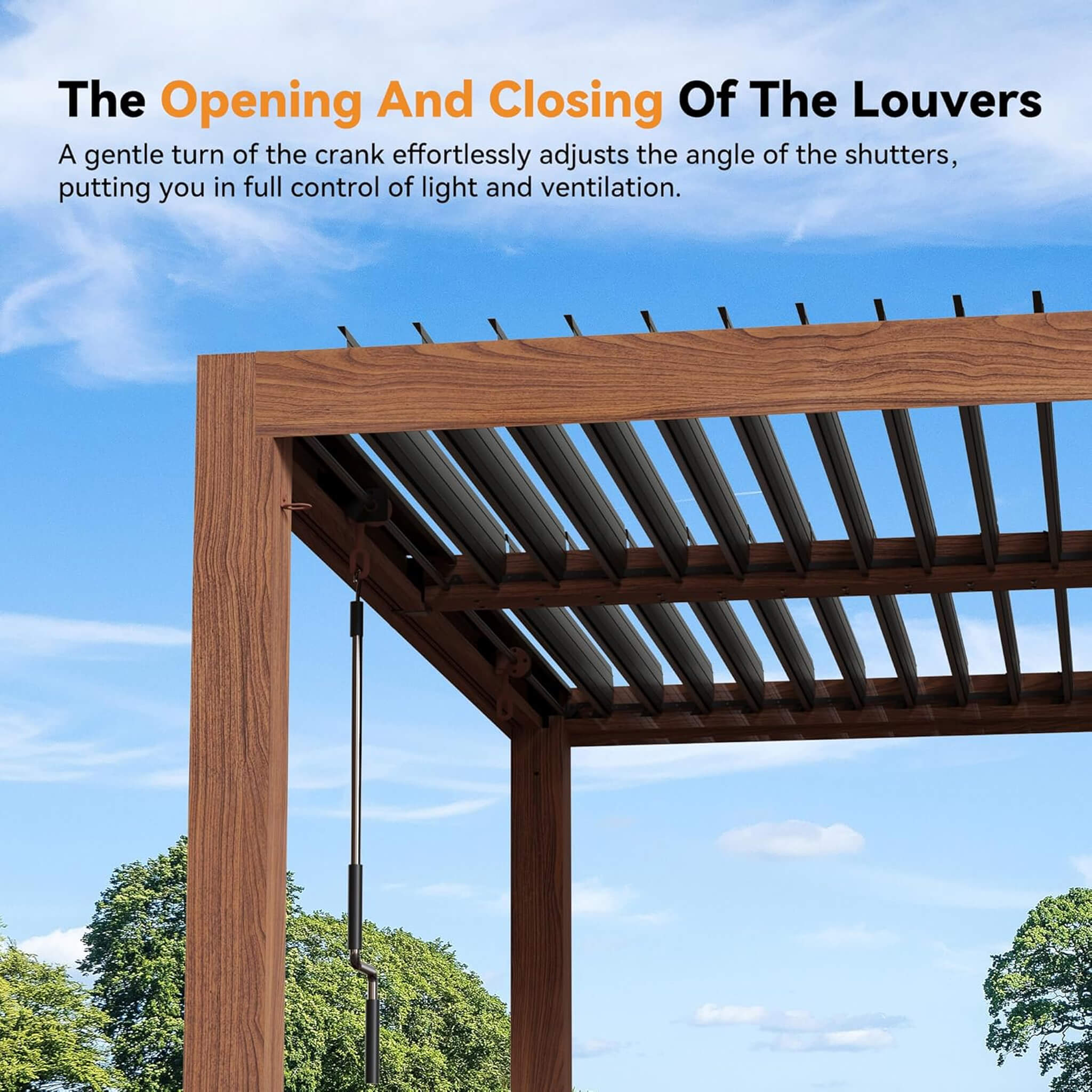 Alora Heavy-Duty Luxury Outdoor Pergola With Adjustable Louvers And Integrated Drainage 10'x20' (SAK42670)