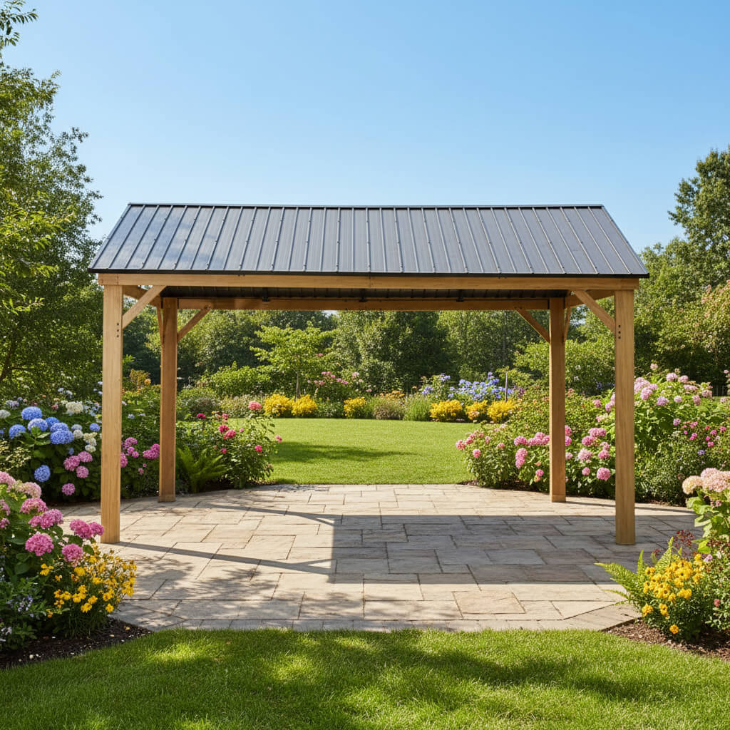 Alora Hardtop All-Weather Outdoor Gazebo With Galvanized Steel Roof 12'x14' (SAK83261)