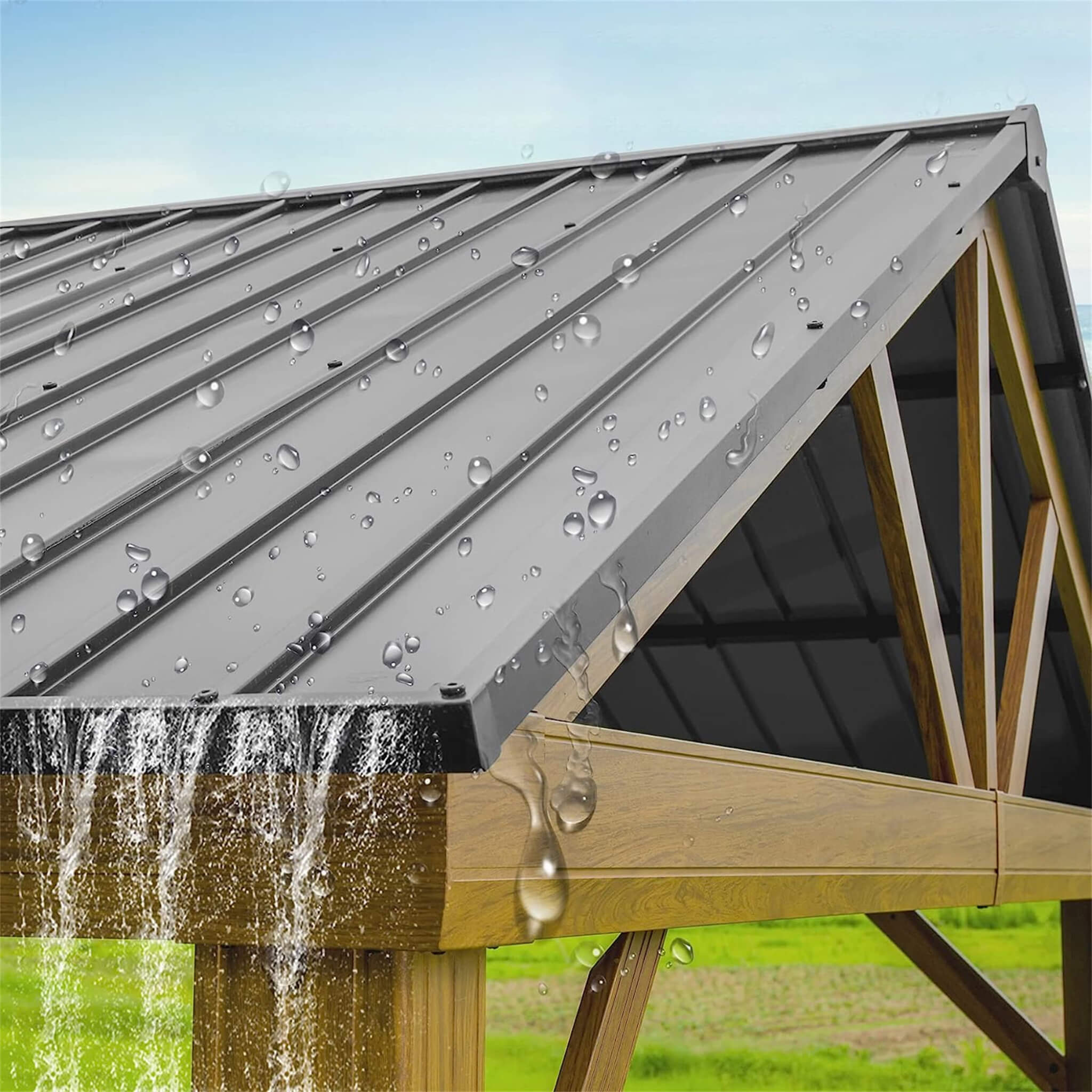 Alora Hardtop All-Weather Outdoor Gazebo With Galvanized Steel Roof 12'x14' (SAK83261)