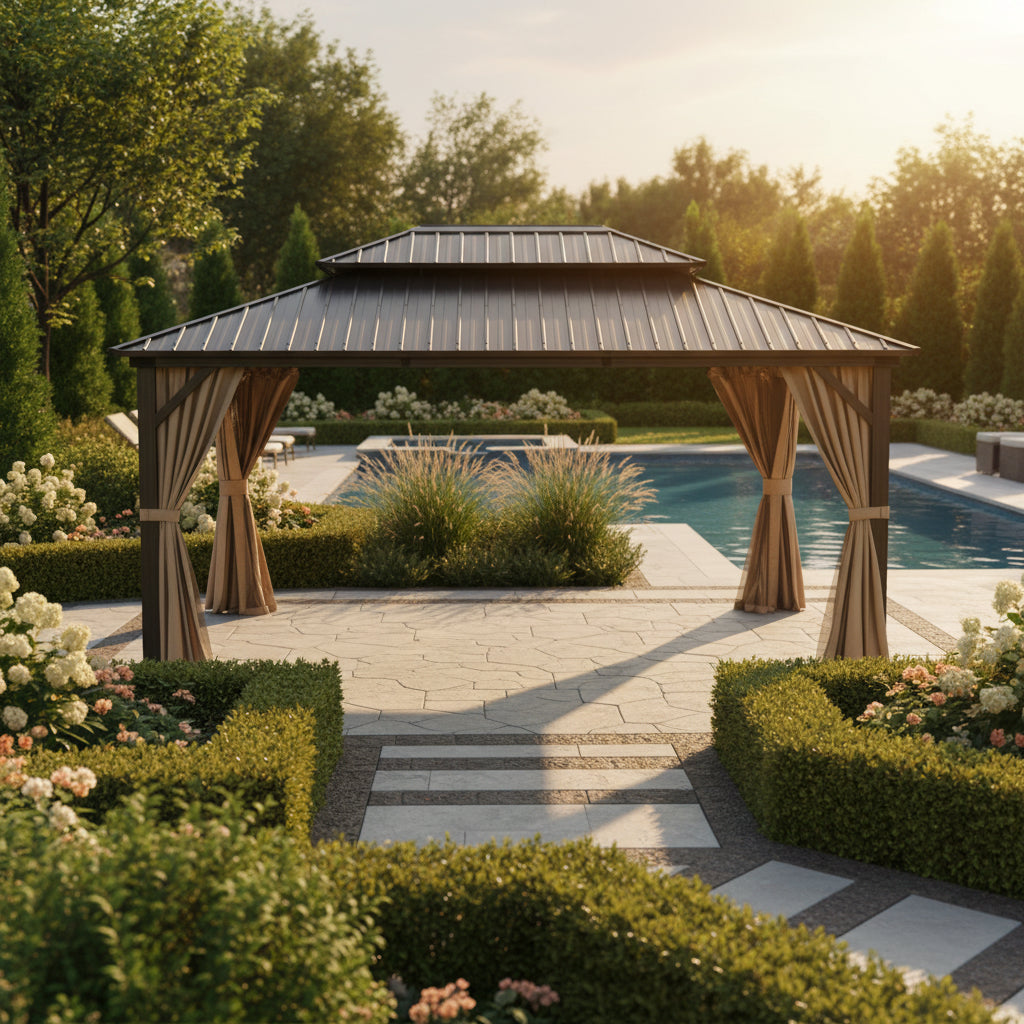 12' X 16' Hardtop Gazebo with Aluminum Metal Frame
