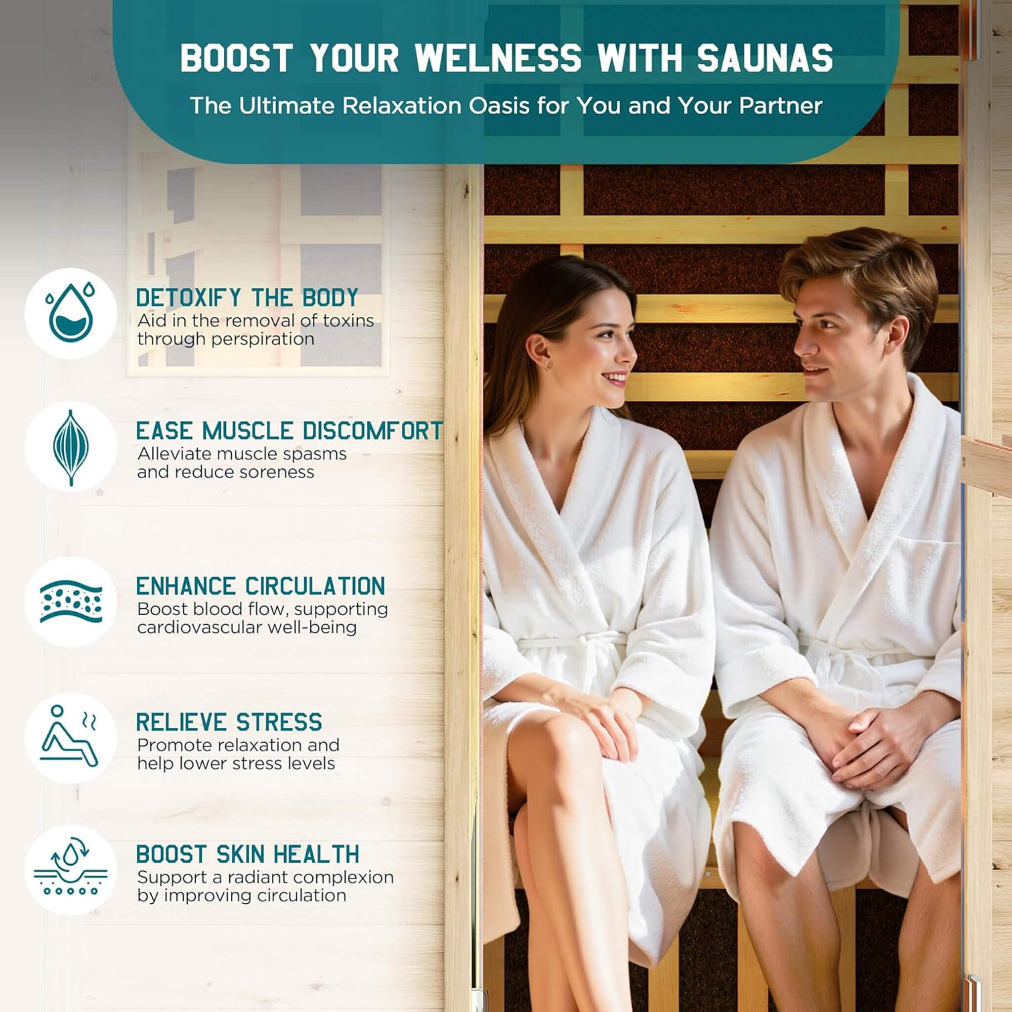 Thermora Zurich 3-Person Low EMF Spruce Wood Outdoor Infrared Sauna With Bluetooth Speakers And LED Lights (SAK59047)