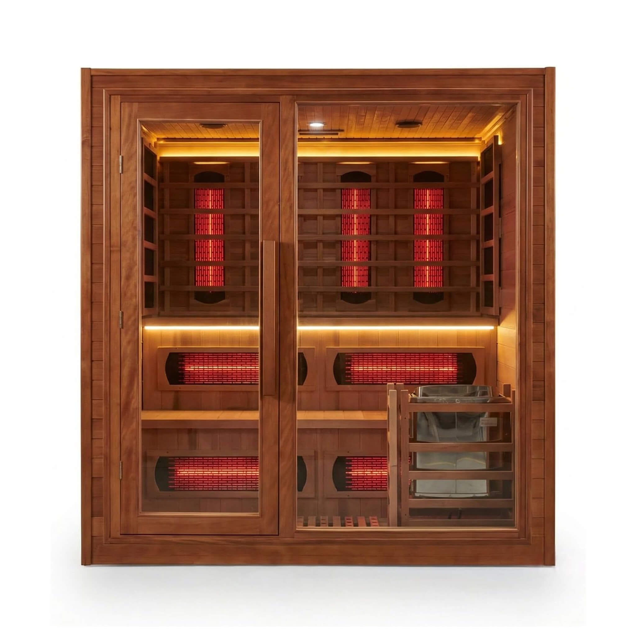 Rövia Elvaria 4-Person Indoor Canadian Red Cedar Infrared And Wet/Dry Sauna With 6KW Harvia Heater [Made-To-Order] (SAK93528)