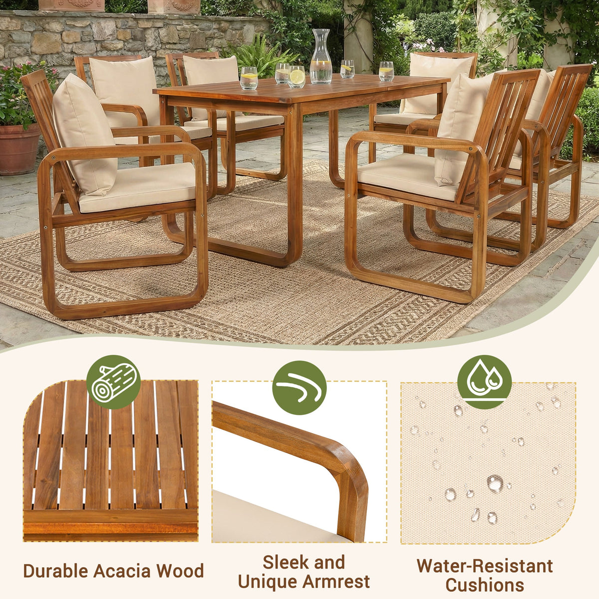 7 Pieces Patio Dining Set