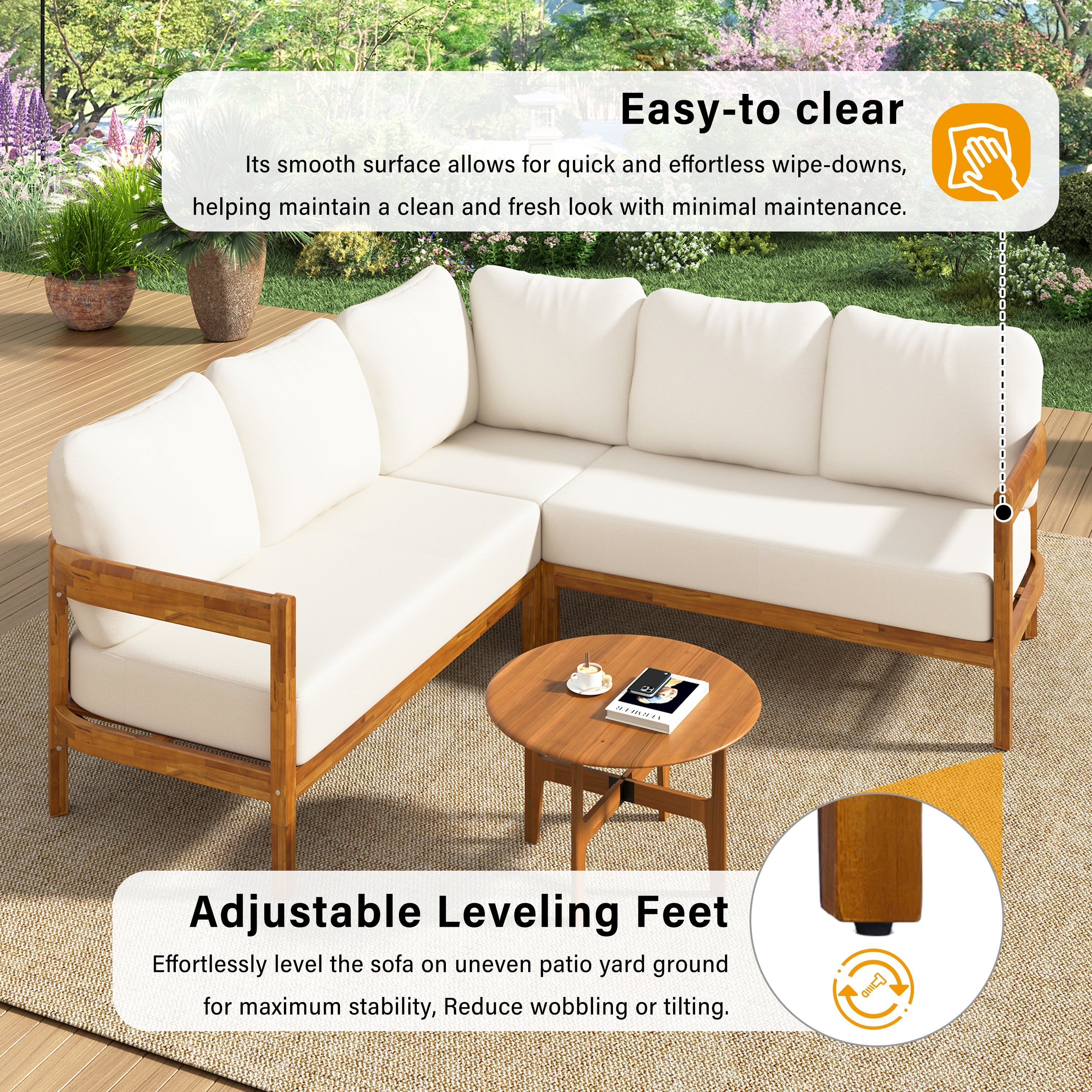 U Style Acacia Solid Wood Patio Furniture Set