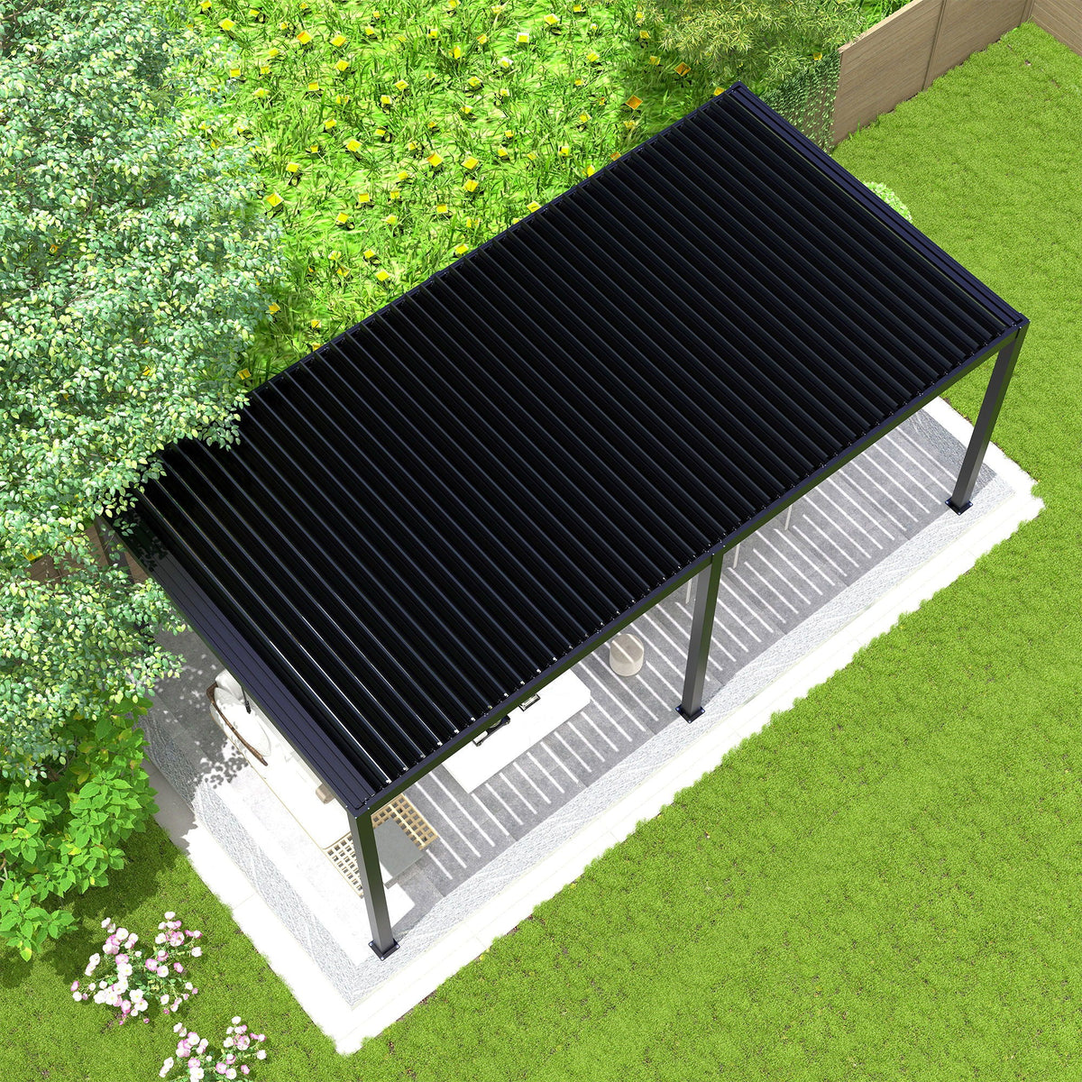 Louver Pergola Steel Louvers & Frame - Black