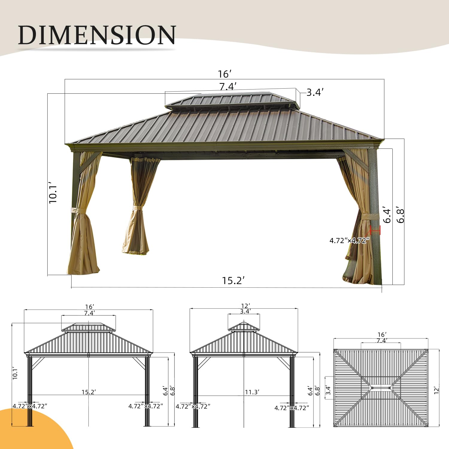 12' x 16' Hardtop Gazebo