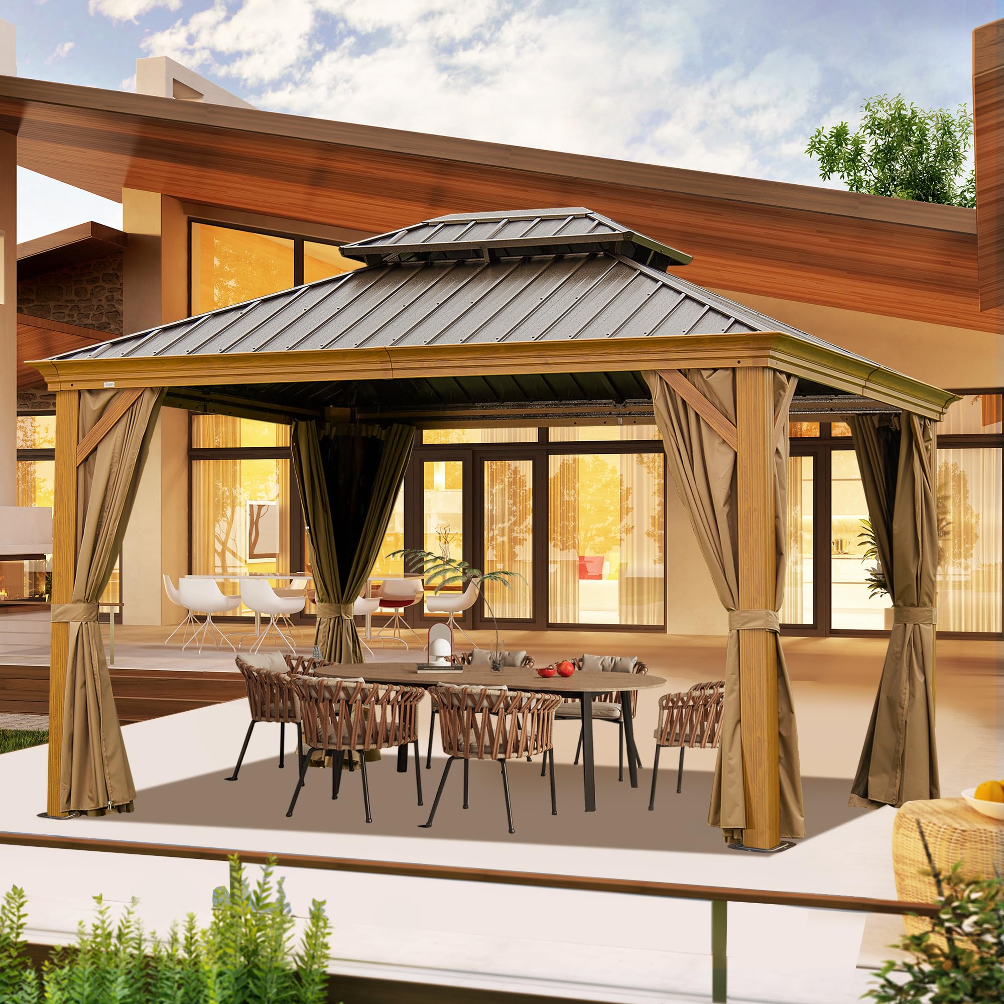 10' X 14' Hardtop Gazebo Outdoor Metal Gazebo Canopy