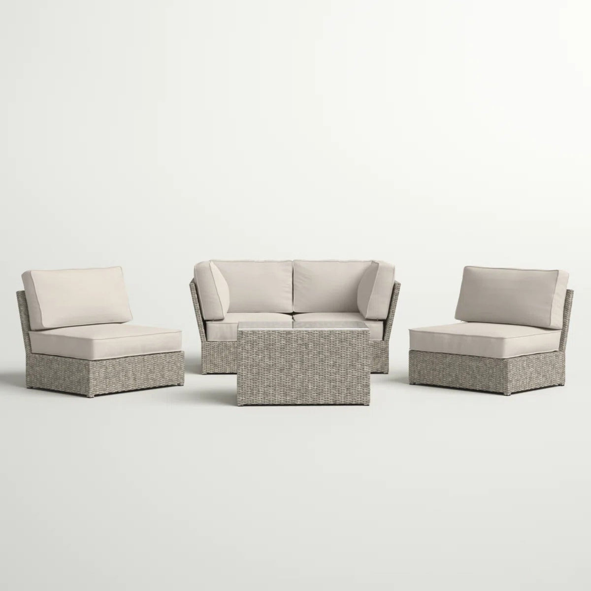 Fully Assembled Wicker Patio Seating Group for 4 with Cushions