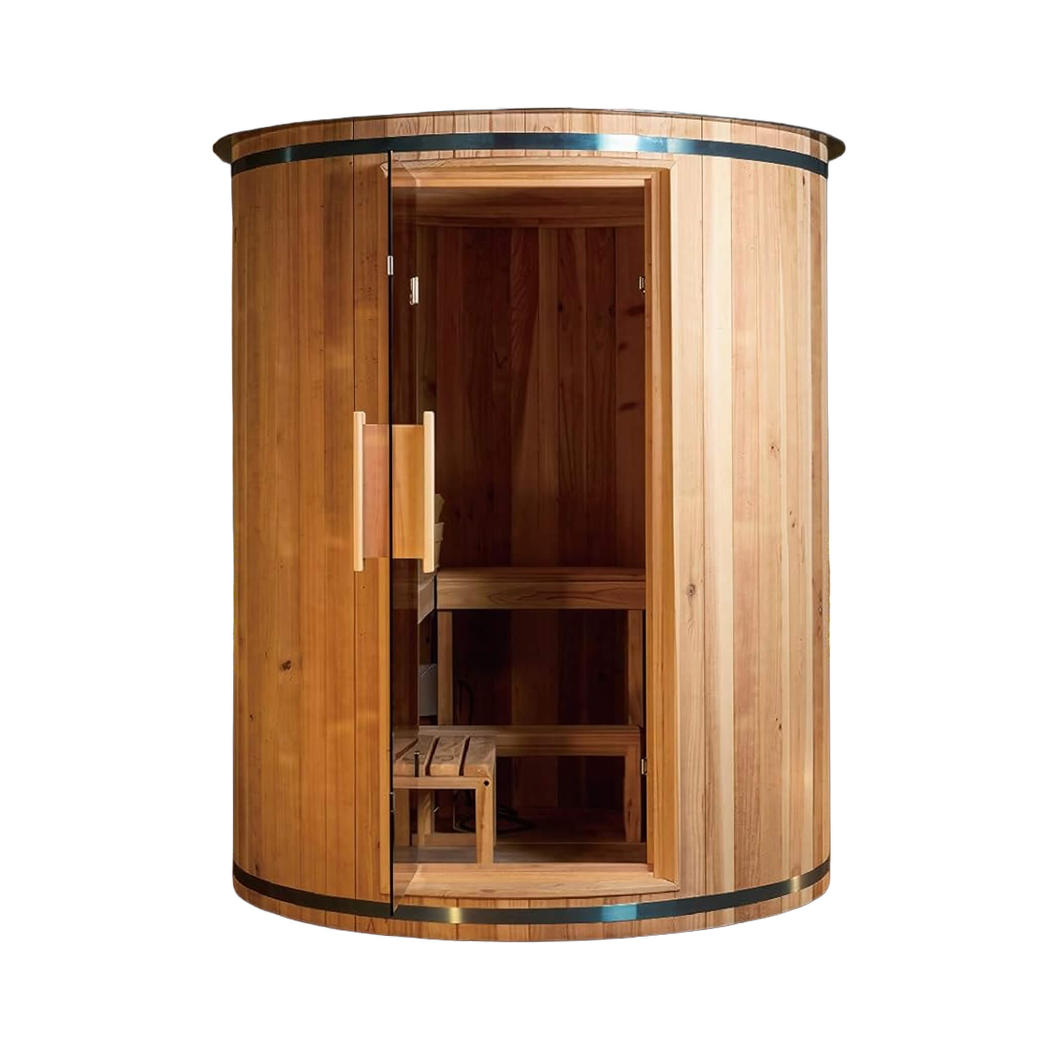 Thermora Barcelona Premium 78-Inch 4-Person Cedar Wood Outdoor Vertical Barrel Sauna With 6KW Heater, LED Lights And Stones (SAK74813)