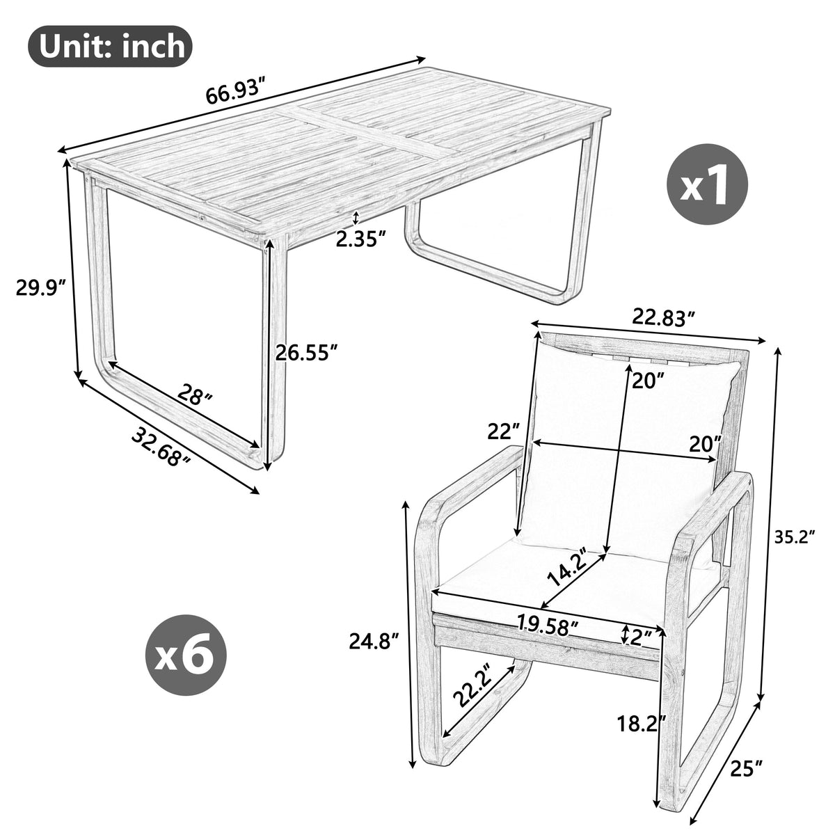 7 Pieces Patio Dining Set