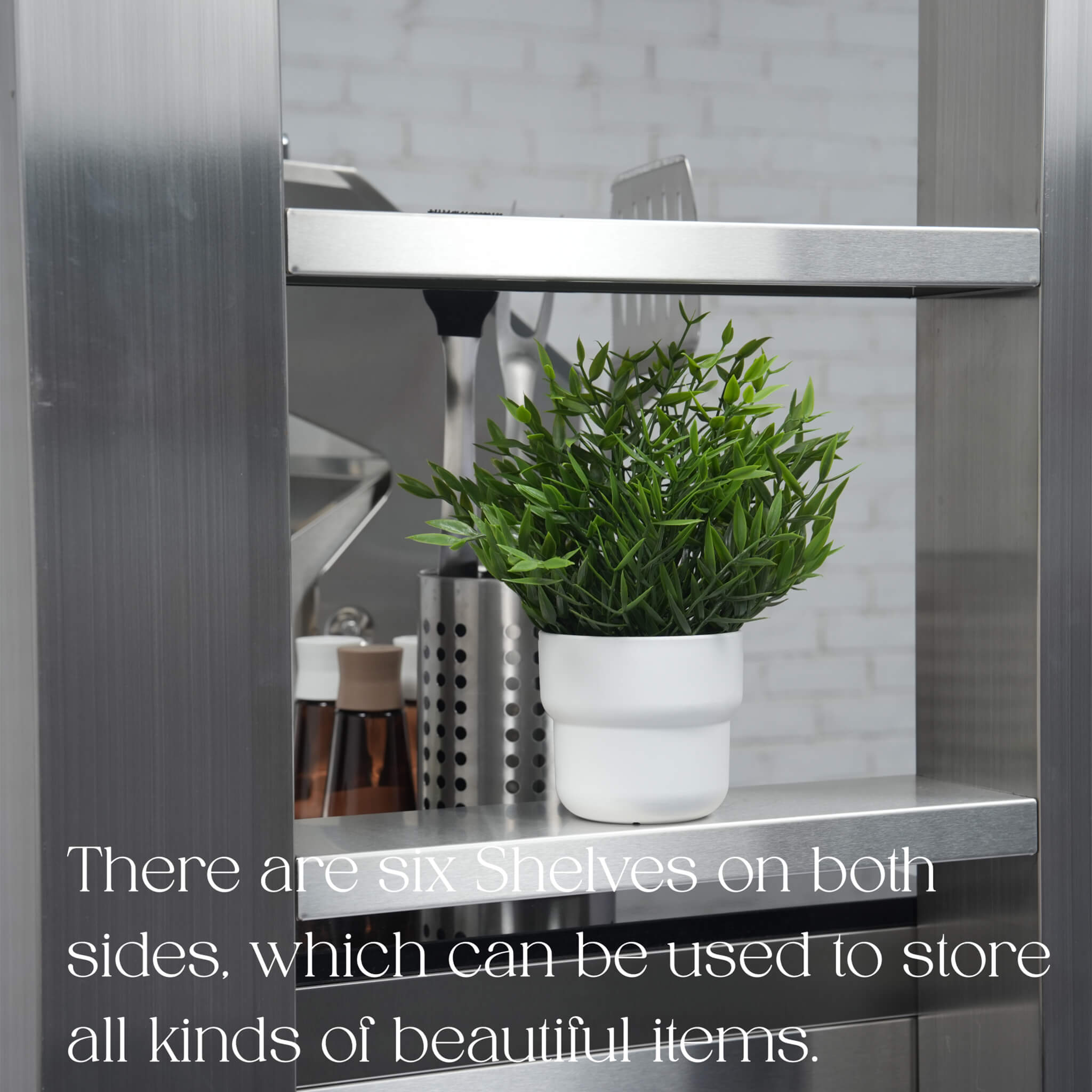 Castelle Flame Astoria 94-Inch 6-Burner 85K BTU Outdoor Kitchen Liquid Propane Grill Island With Wine Cooler, Rotisserie, Cabinets, And Granite Countertops (SAK68014)