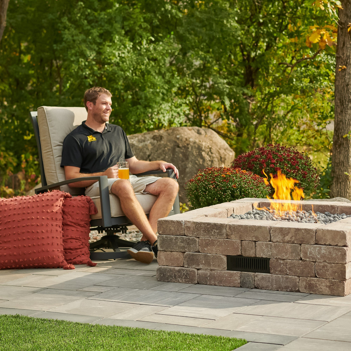 Bronson Block Square Gas Fire Pit Kit