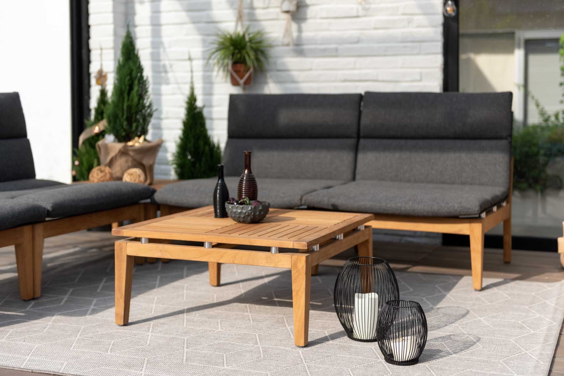 Arno 6-Piece Modular Corner Set – FSC Teak & Dark Olefin Cushions by LifestyleGarden