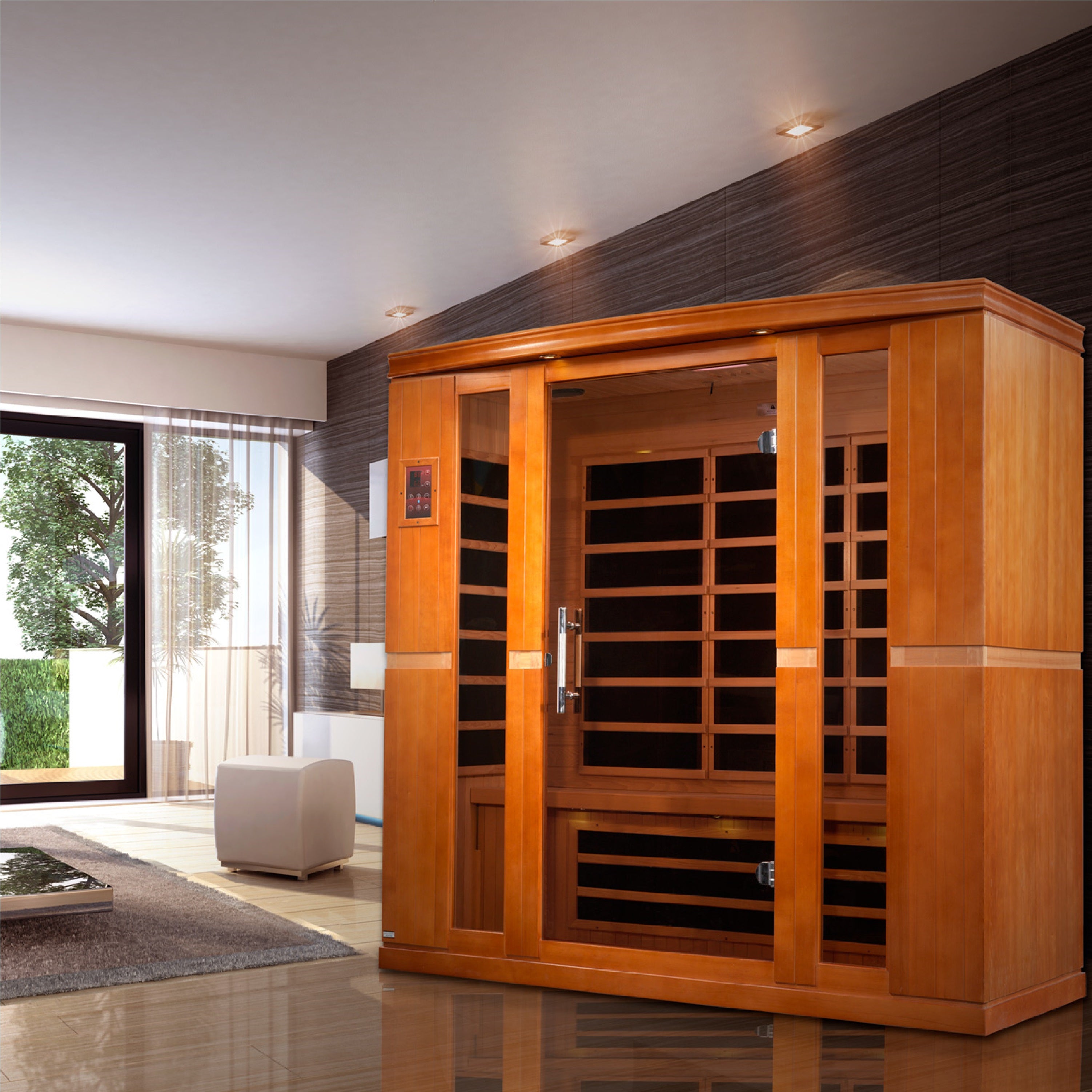 Dynamic Bergamo 4-person Low EMF (Between 5-10MG) FAR Infrared Sauna (Canadian Hemlock)