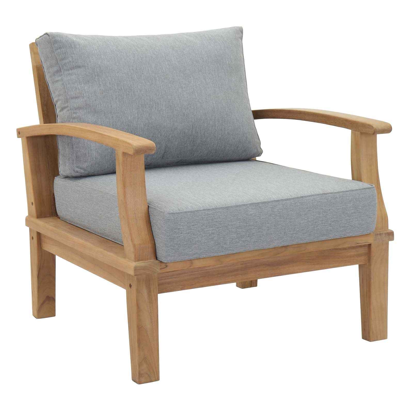 Patio Teak Furniture Set - Patio Elegance Marina 10-Piece Outdoor Teak Patio Set with Grey Cushions
