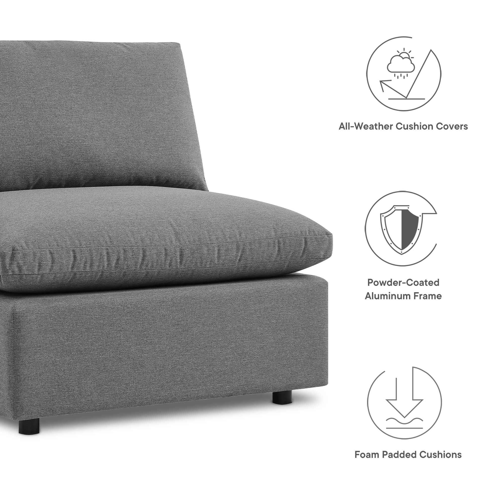 Patio Elegance Outdoor Sectional Sofa Set by Modway – Stylish 5-Piece Furniture for Patios