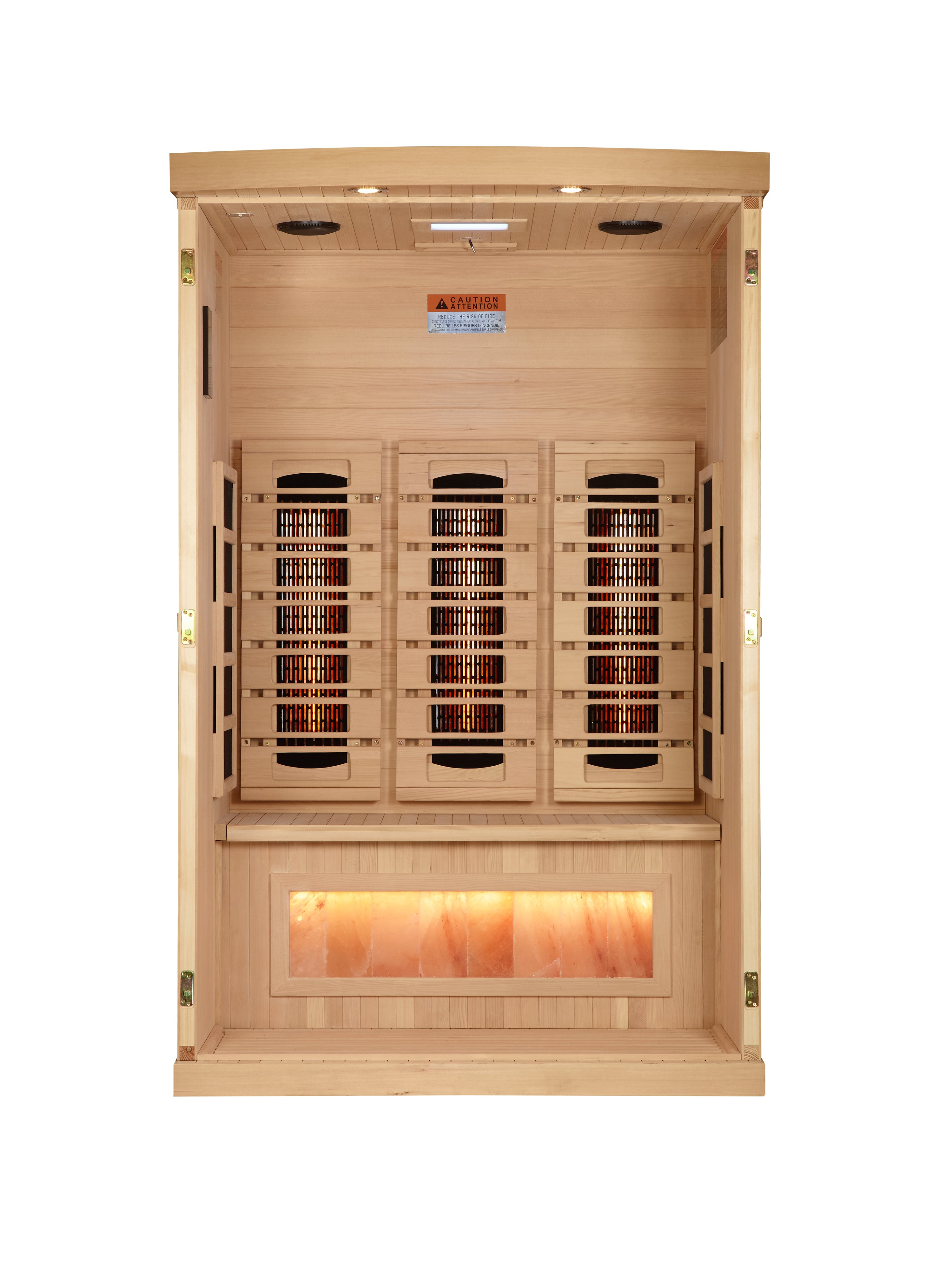 Golden Designs 2-Person Full Spectrum PureTech™ Near Zero (Under 3MG) EMF FAR Infrared Sauna with Himalayan Salt Bar (Canadian Hemlock)