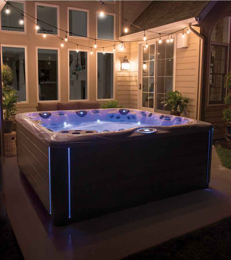 Aspen Spas Pinnacle 7-Person Luxury Hot Tub – 8' Spa with Lounger, Captain’s Chair, and Love Seat for Ultimate Relaxation