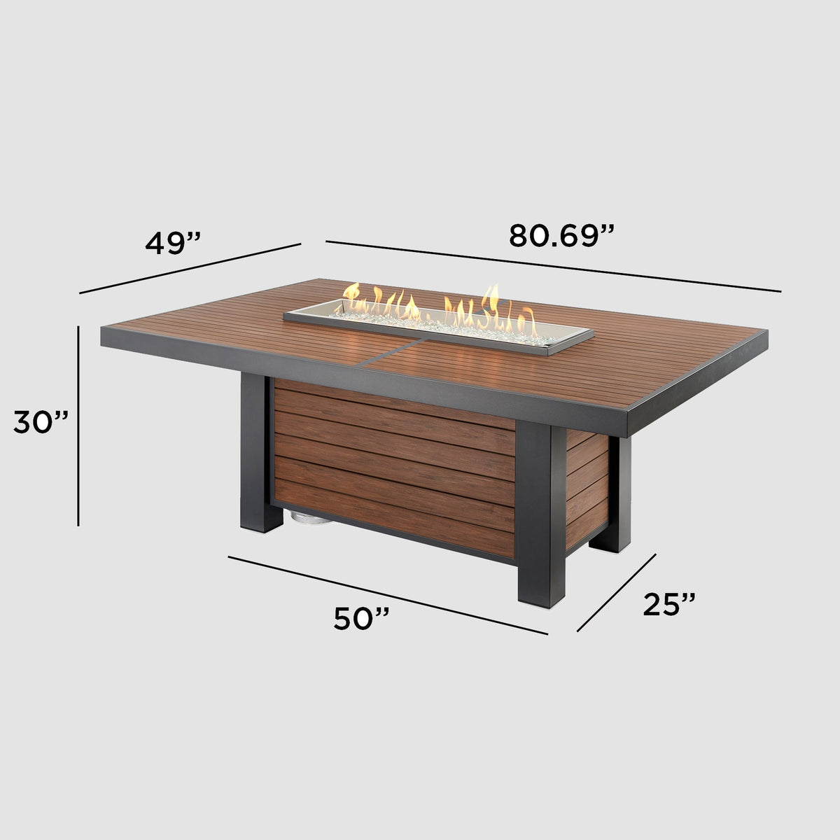 Kenwood and Brooks Linear Dining Height Gas Fire Pit Table