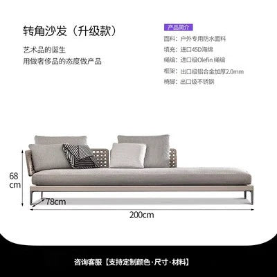 Outdoor Rattan Garden Sofa – Modern Aluminum Frame with Removable Cushions