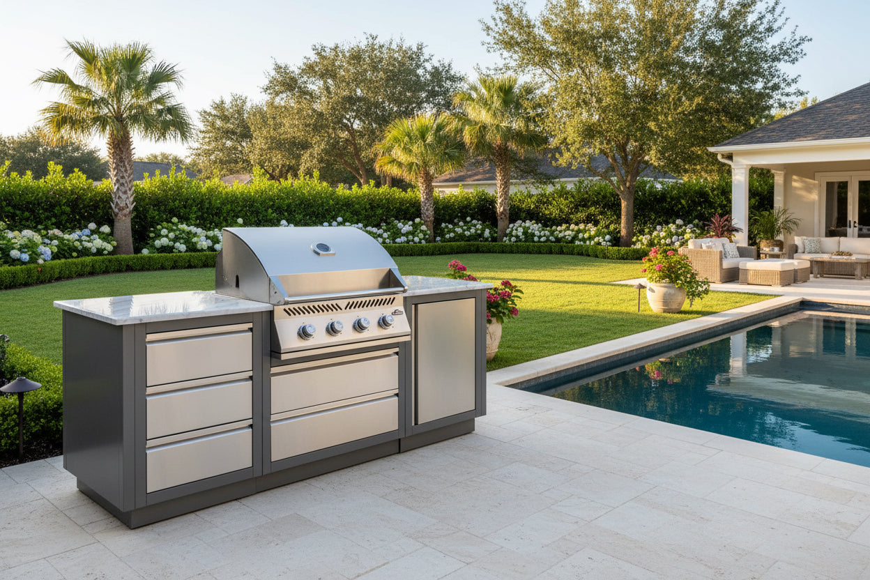 Patio Outdoor Kitchen Gas Grill - Patio Elegance OASIS™ 100 with Built-in 500 Series 32" Grill