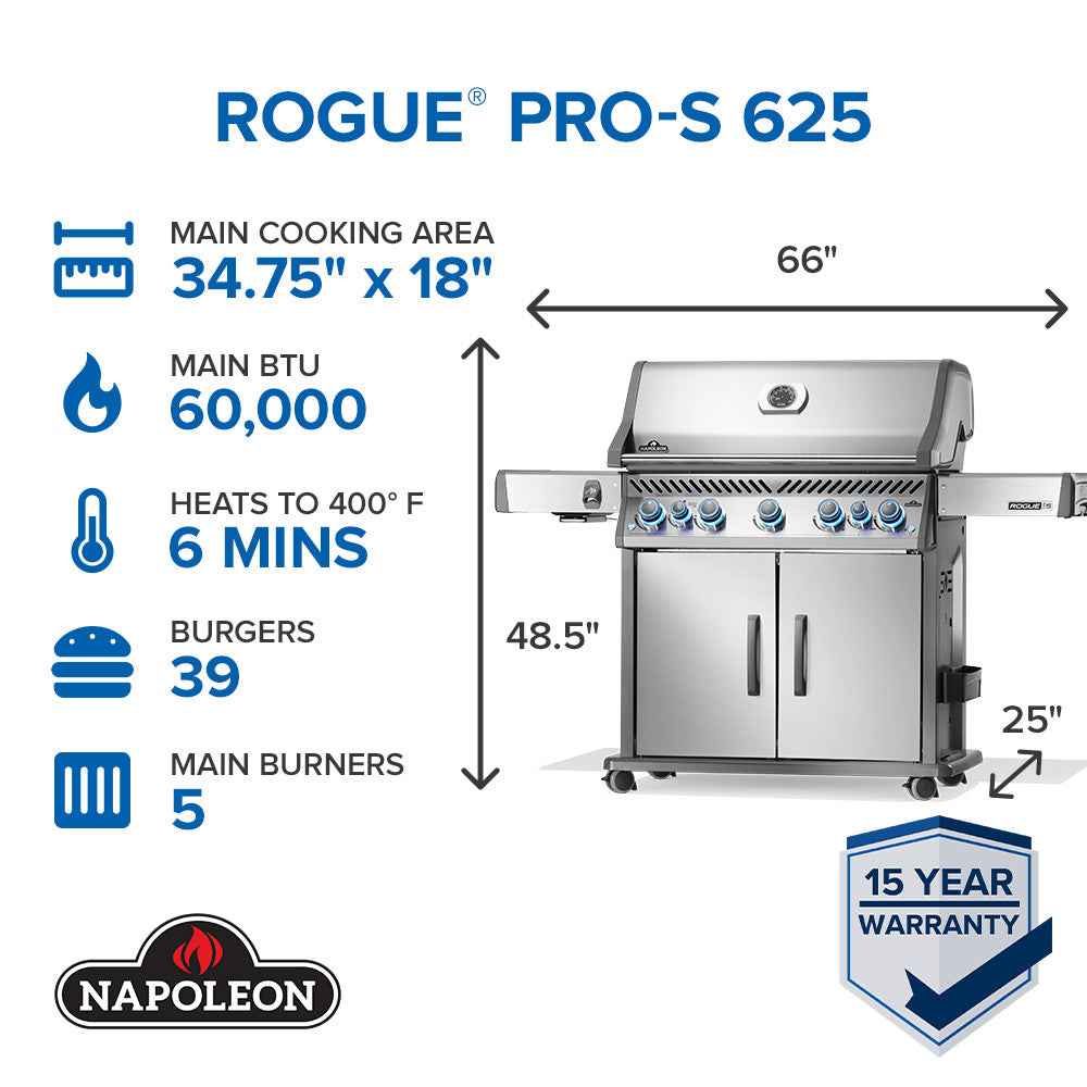 Napoleon Rogue PRO‑S 625 RSIB with Infrared Side and Rear Burners