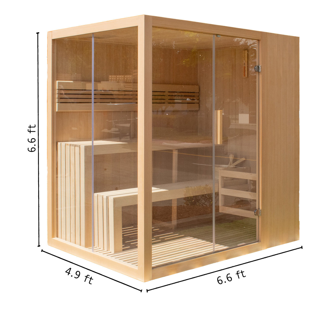 Canadian Hemlock Traditional Indoor Sauna with LED Lights – 4.5 kW UL Certified Heater – 4-6 People