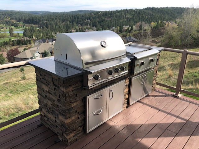 8' PRO GRILL ISLAND W/ FRIDGE & POWER BURNER