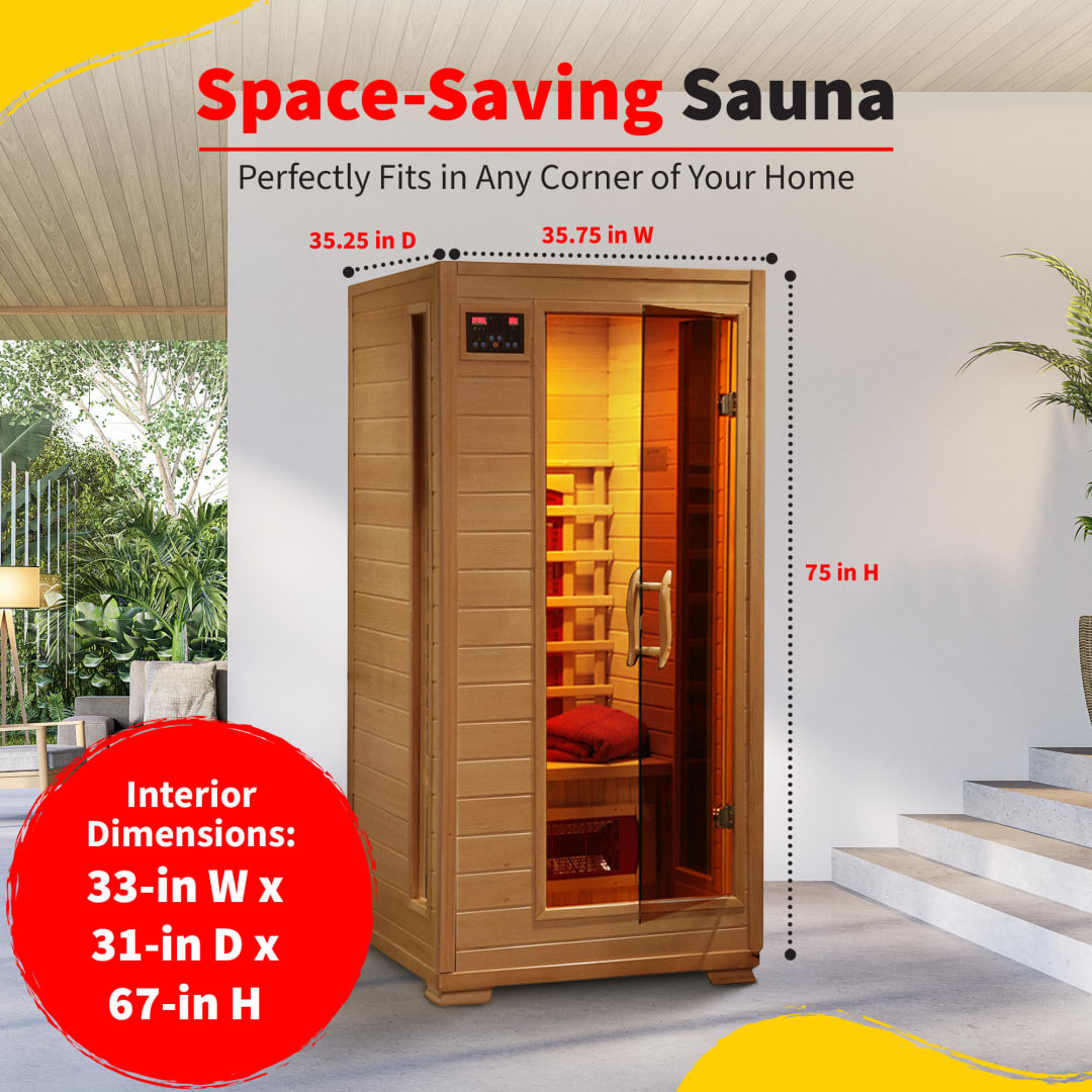 Buena Vista 1-2 Person Hemlock Infrared Sauna with 4 Carbon Heaters