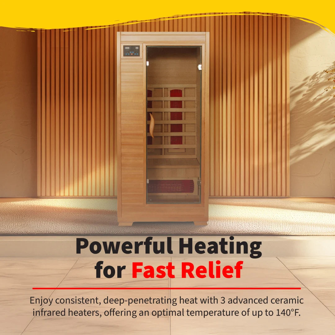 Buena Vista 1-2 Person Hemlock Infrared Sauna with 4 Carbon Heaters