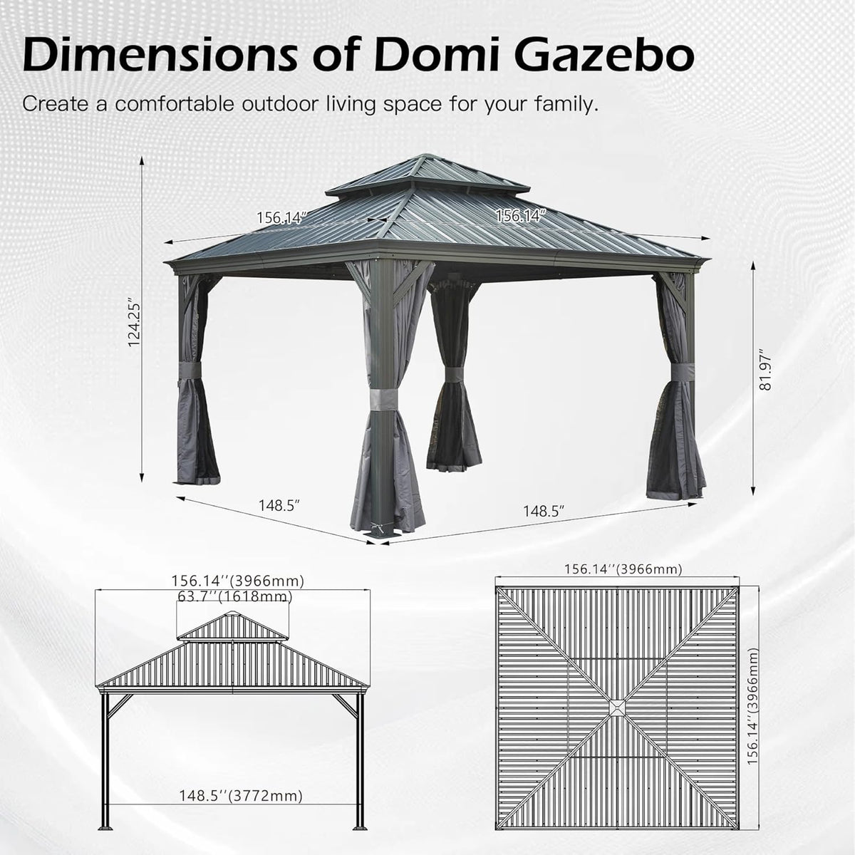 13x13FT Hardtop Outdoor Gazebo