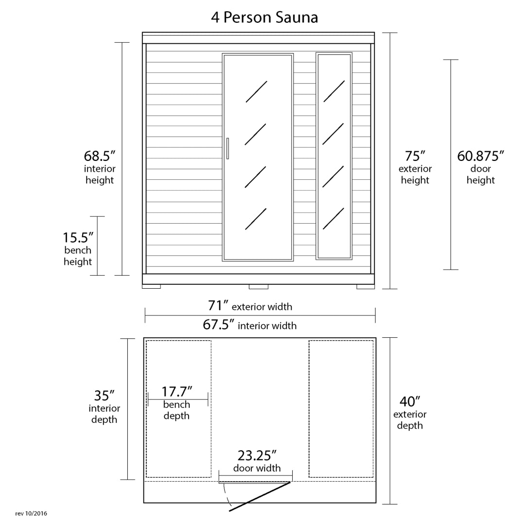 Monticello 4-Person Hemlock Infrared Sauna with 9 Carbon Heaters