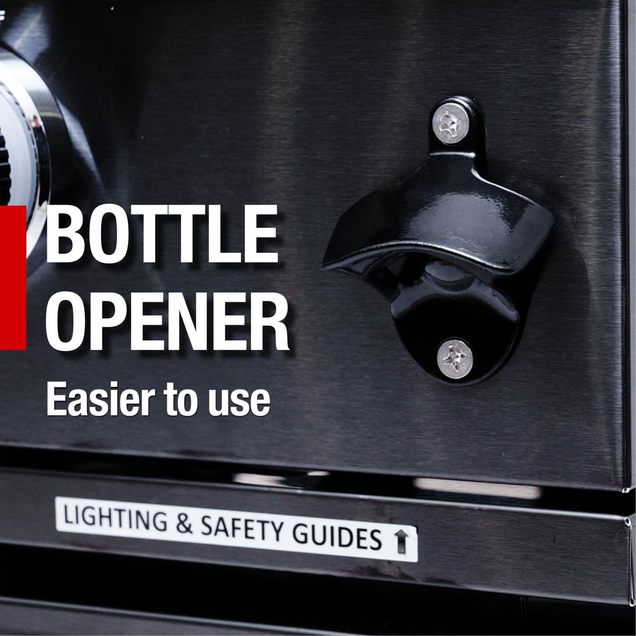 Castelle Flame Premium Black Stainless Steel 4-Burner Liquid Propane Kitchen Grill Island With Rotisserie Kit (SAK48157)