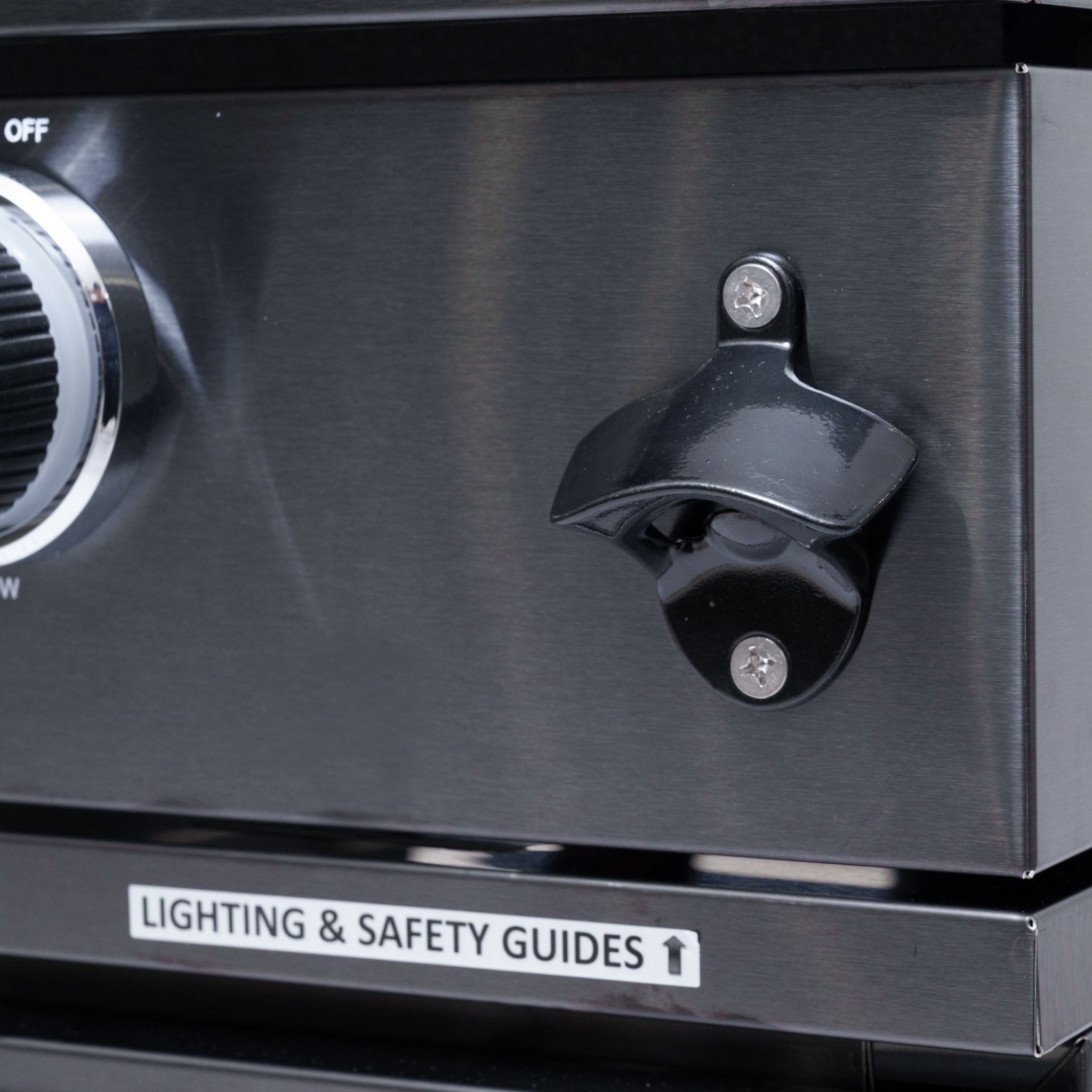 Castelle Flame Premium Black Stainless Steel 4-Burner Liquid Propane Kitchen Grill Island With Rotisserie Kit (SAK48157)