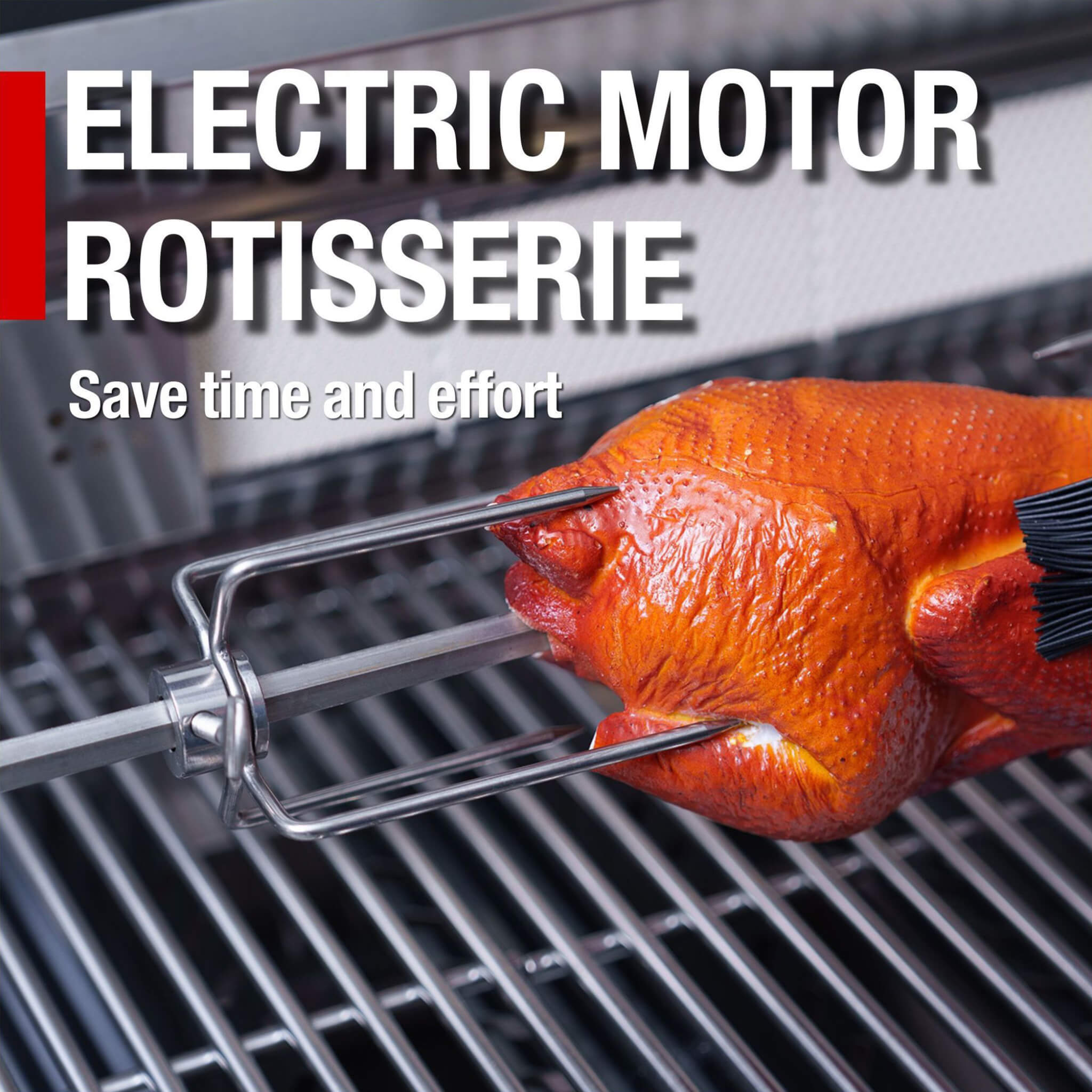 Castelle Flame Premium Black Stainless Steel 4-Burner Liquid Propane Kitchen Grill Island With Rotisserie Kit (SAK48157)