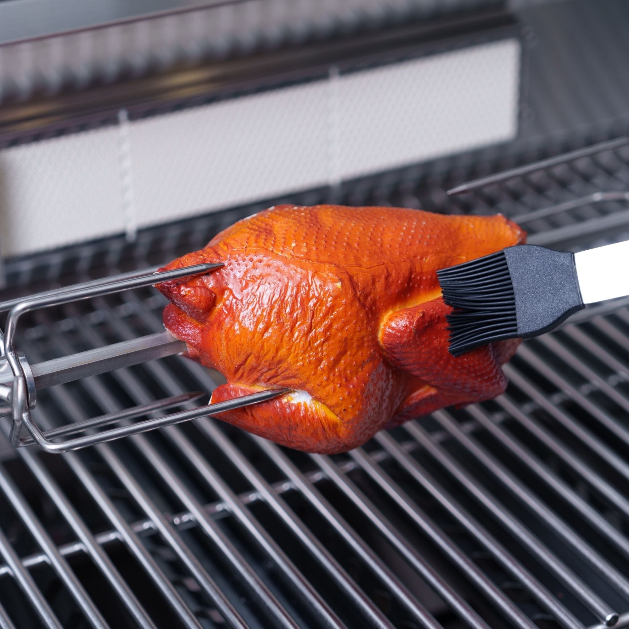 Castelle Flame Premium Black Stainless Steel 4-Burner Liquid Propane Kitchen Grill Island With Rotisserie Kit (SAK48157)