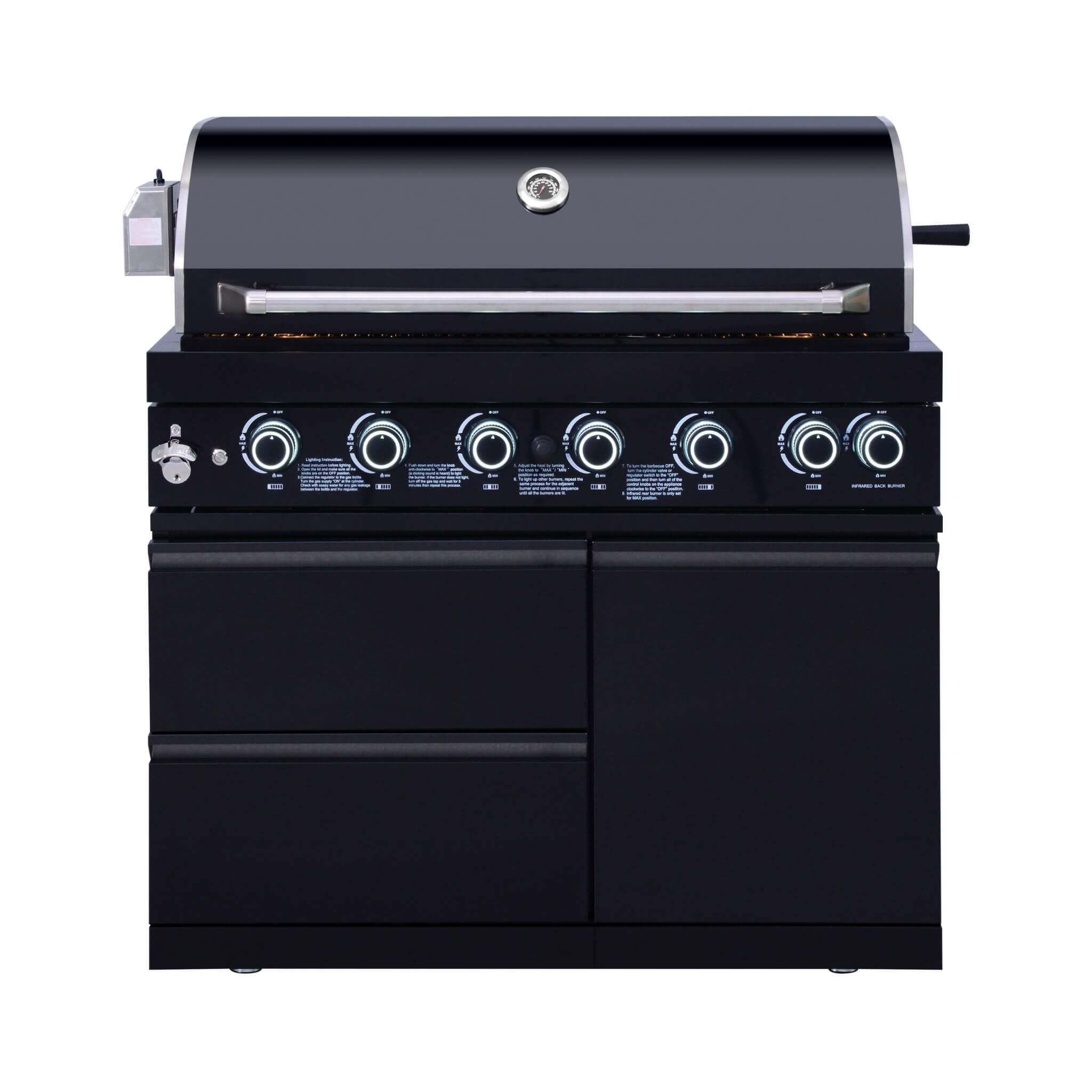 Castelle Flame Summit 6-Burner 85000 BTU Liquid Propane Grill Island With Sink And Fridge (SAK59238)
