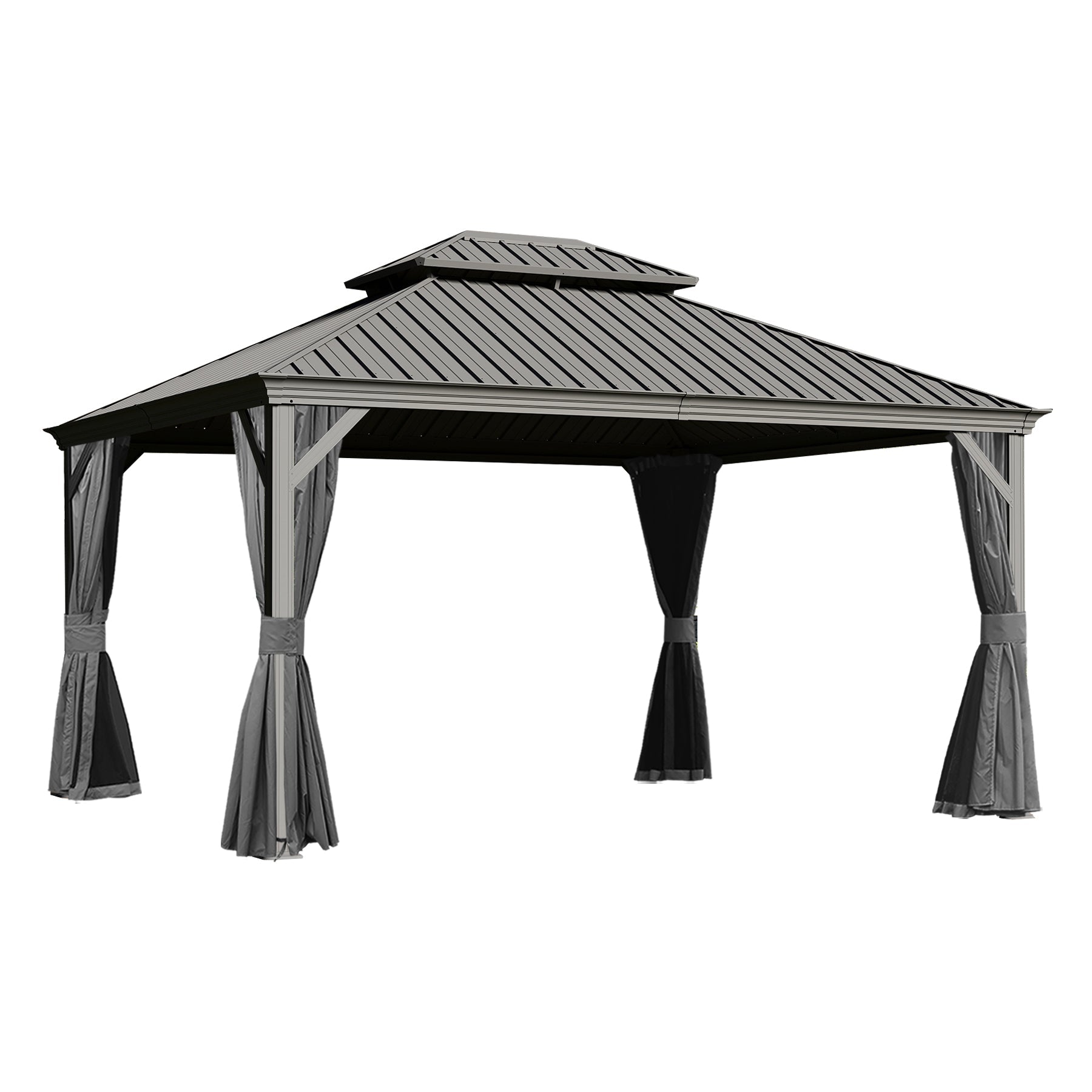 10x13FT Outdoor Gazebo with Galvanized Steel Double Roof
