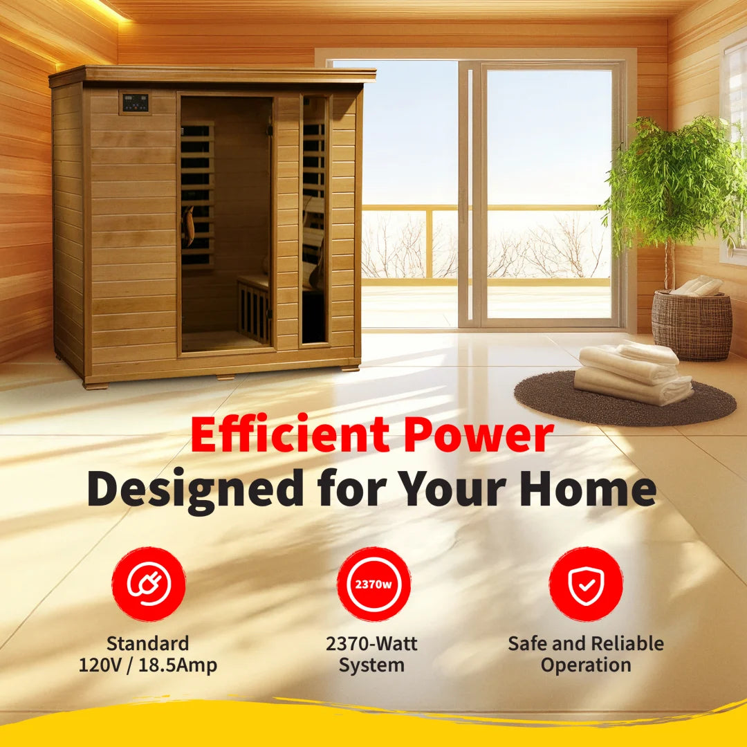 Monticello 4-Person Hemlock Infrared Sauna with 9 Carbon Heaters