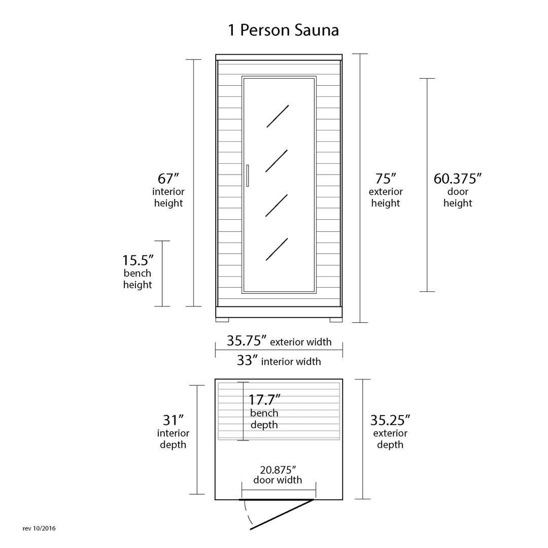 Buena Vista 1-2 Person Hemlock Infrared Sauna with 4 Carbon Heaters