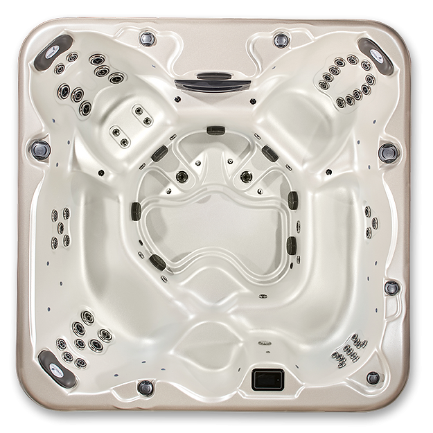 Aspen Spas Arcadia Luxury Hot Tub – 7-Person Spa with Dual Captain’s Chairs & Open Footwell, 8' Design