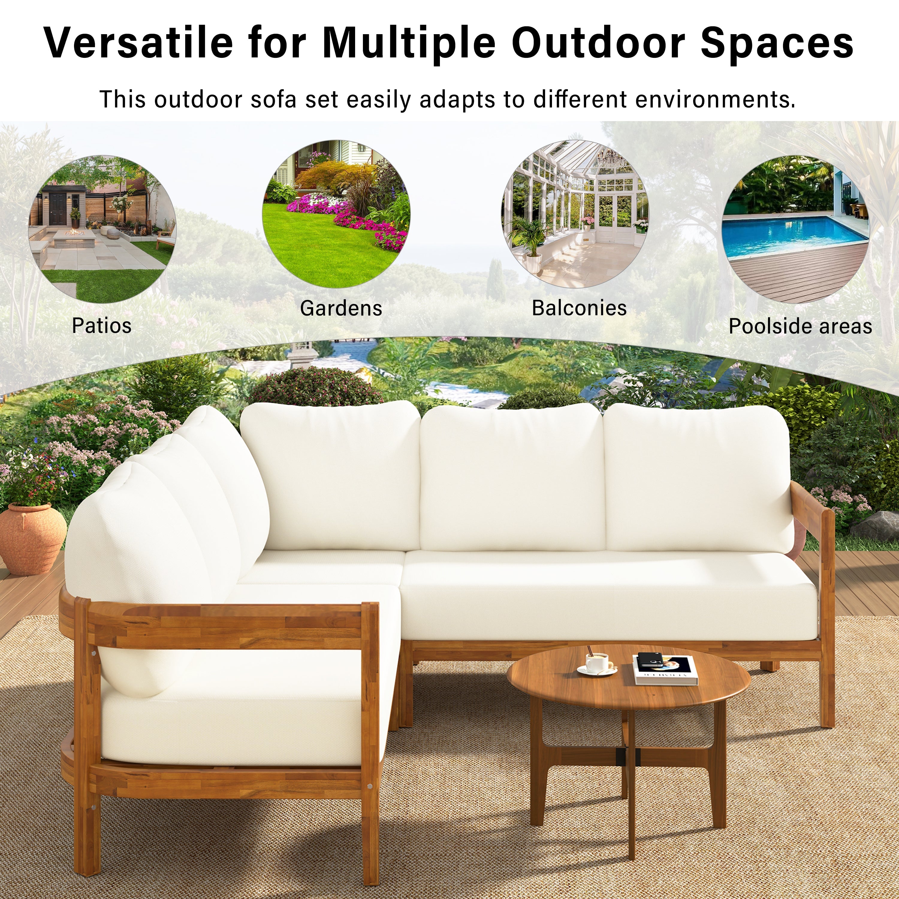 U Style Acacia Solid Wood Patio Furniture Set
