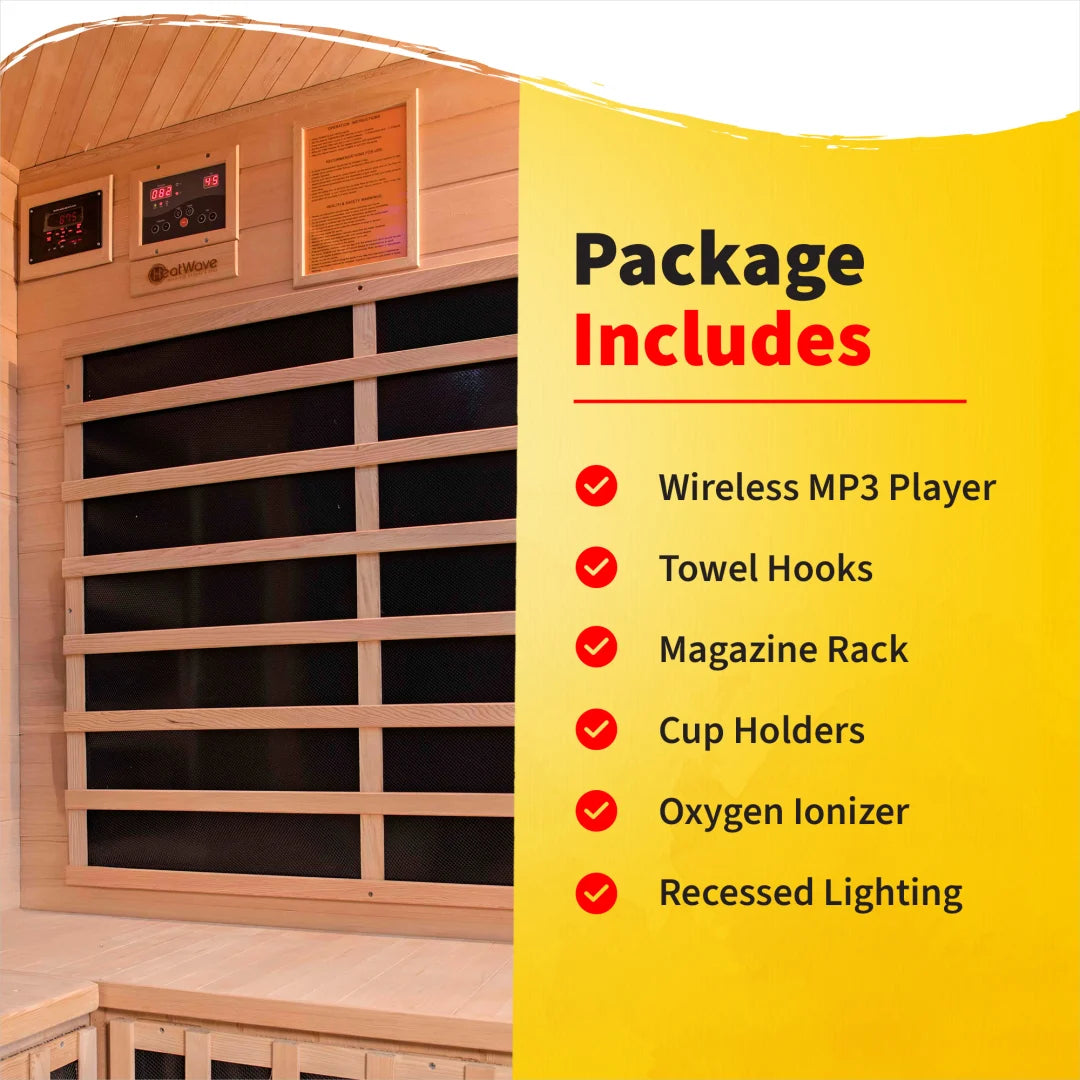 Sonoma 3-Person Hemlock Infrared Corner Sauna with 7 Carbon Heaters