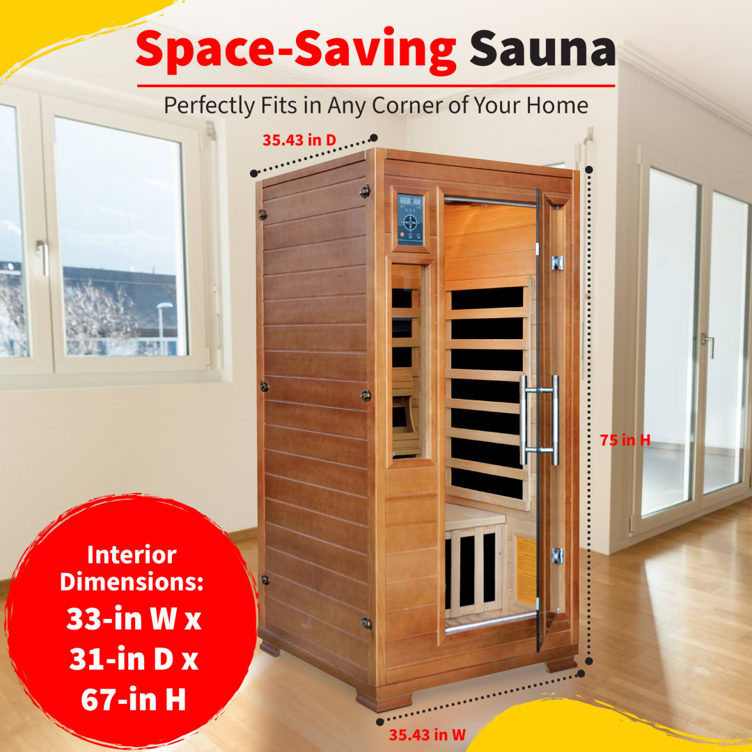 1-2 Person Hemlock Infrared Sauna with 5 Carbon Heaters