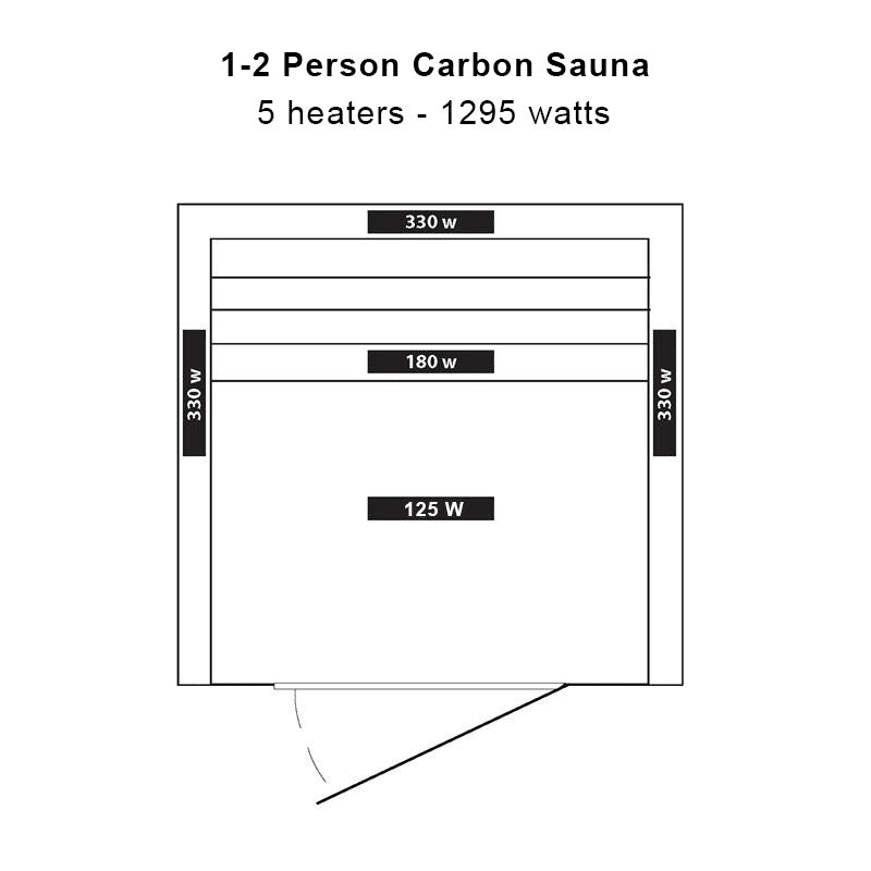 1-2 Person Hemlock Infrared Sauna with 5 Carbon Heaters