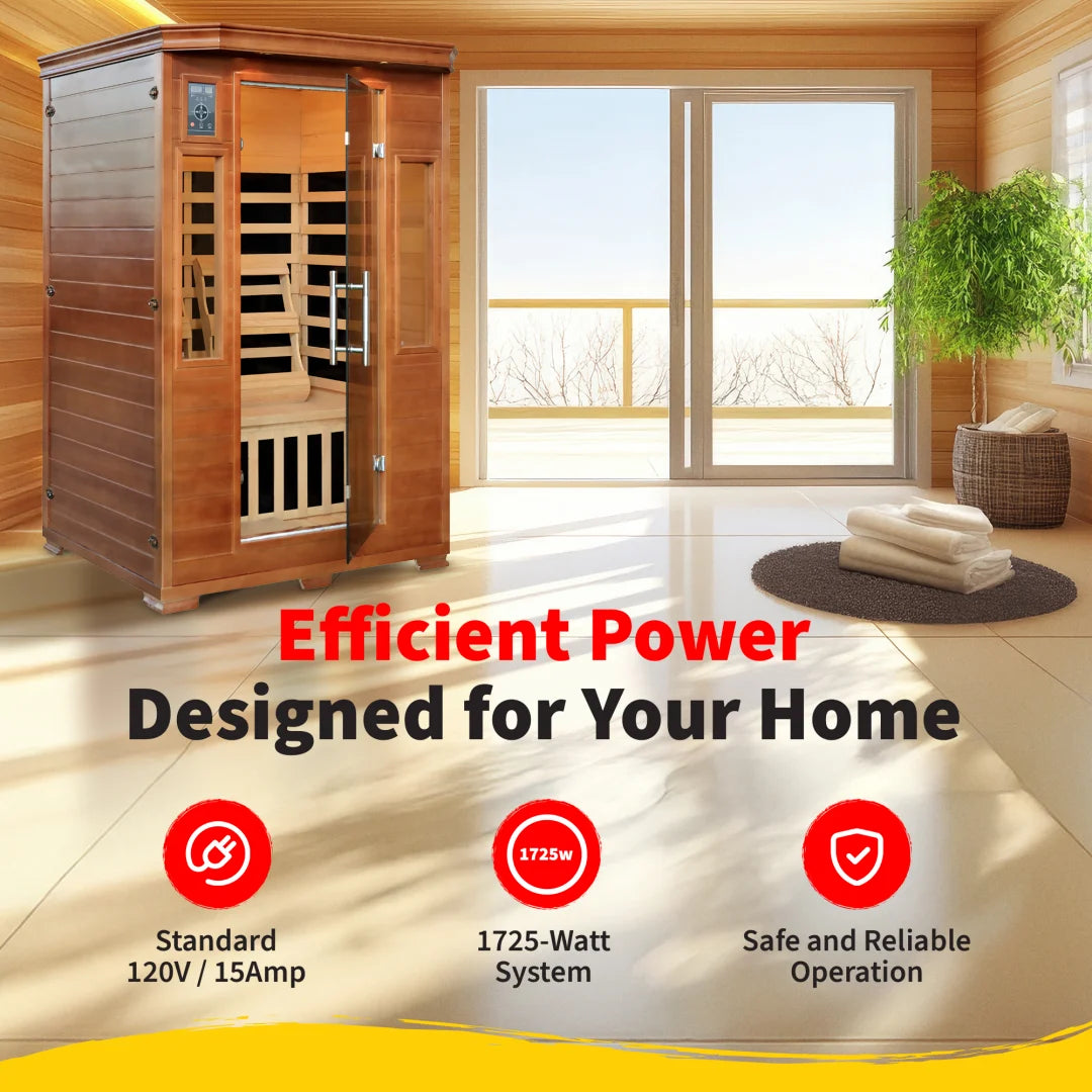 2-Person Hemlock Premium Infrared Sauna with 6 Carbon Heaters