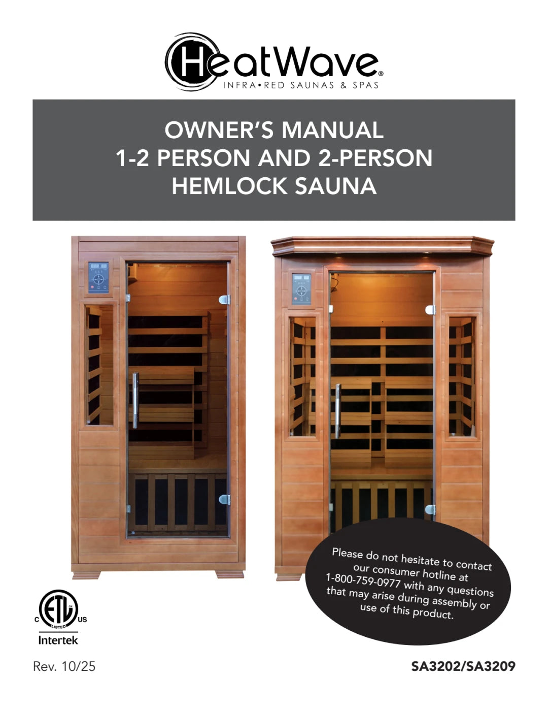 1-2 Person Hemlock Infrared Sauna with 5 Carbon Heaters
