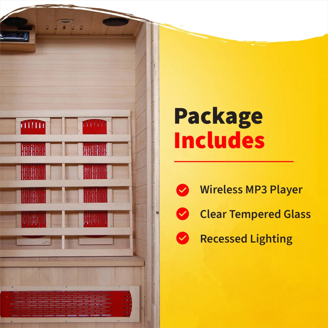 Buena Vista 1-2 Person Hemlock Infrared Sauna with 4 Carbon Heaters