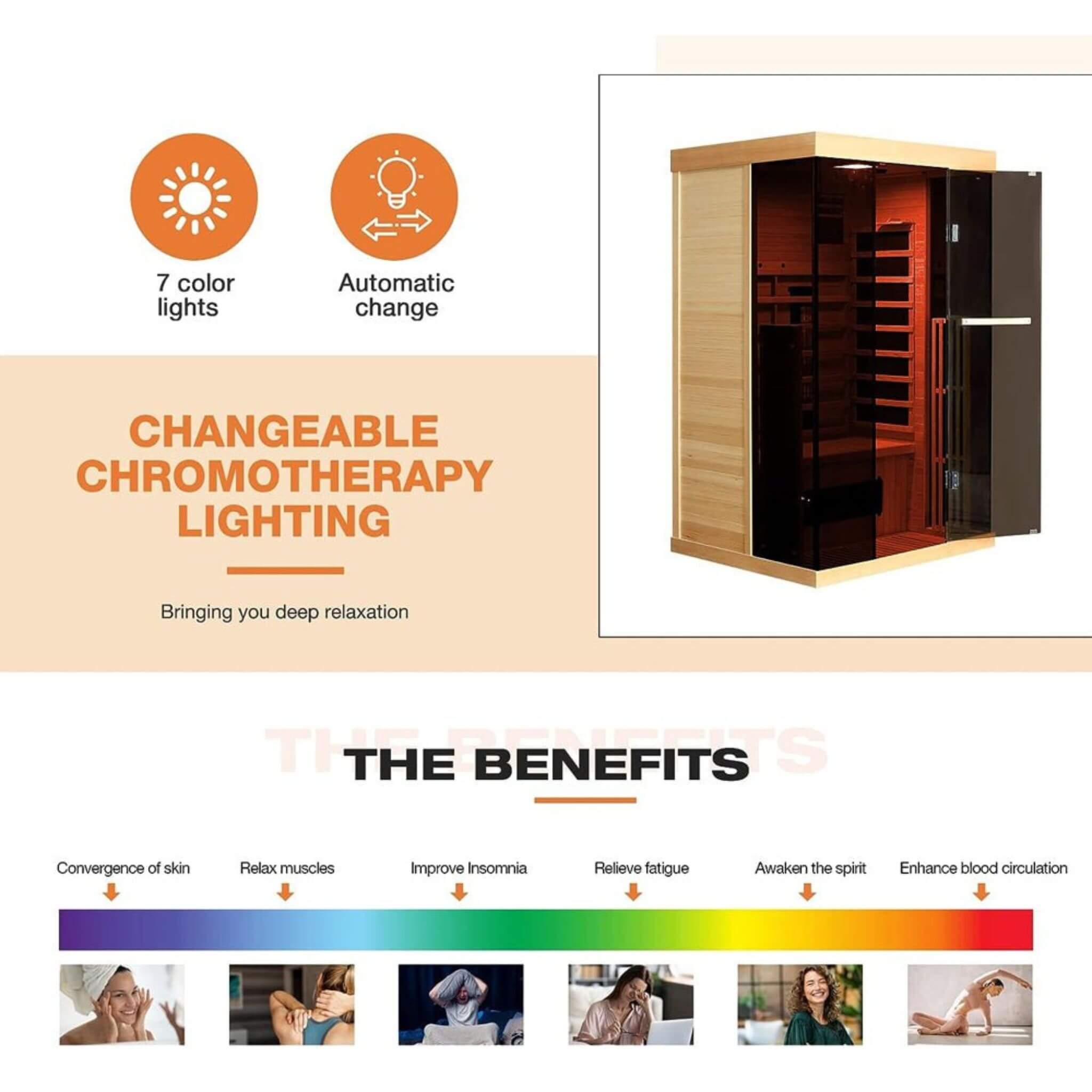 Thermora Valen Luxury 2-Person Low EMF FAR Infrared Heat Wood Home Personal Spa Sauna W/ Panoramic Tempered Glass, 2000W (SAK27481)