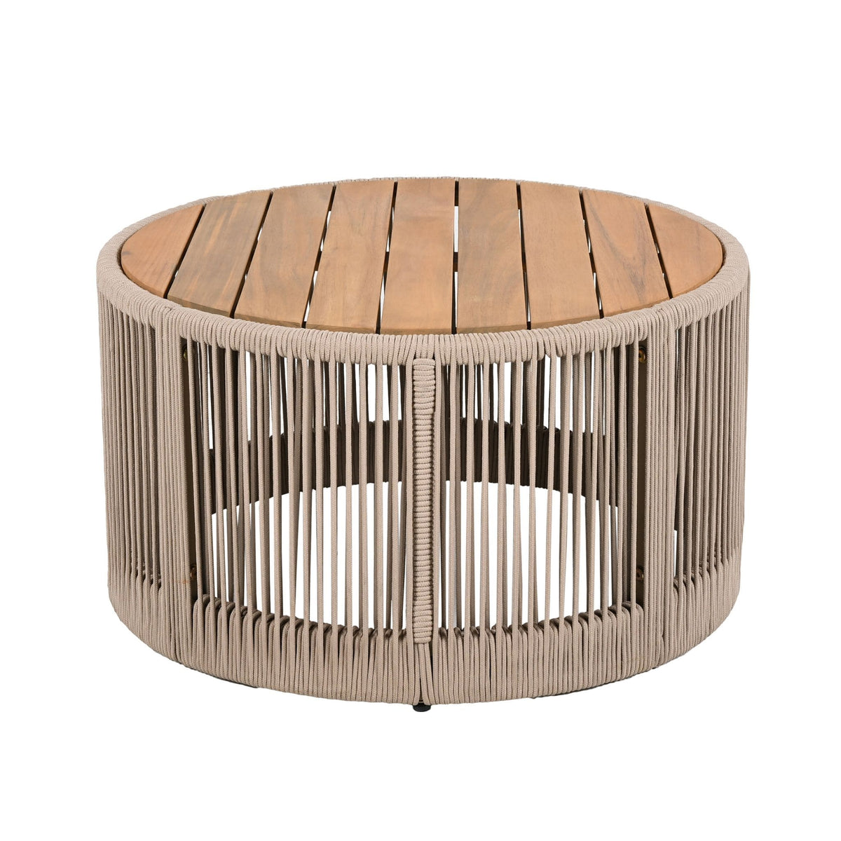 Modern Rustic Coffee Table & Side Table With Woven Rope Design (SAK56739)